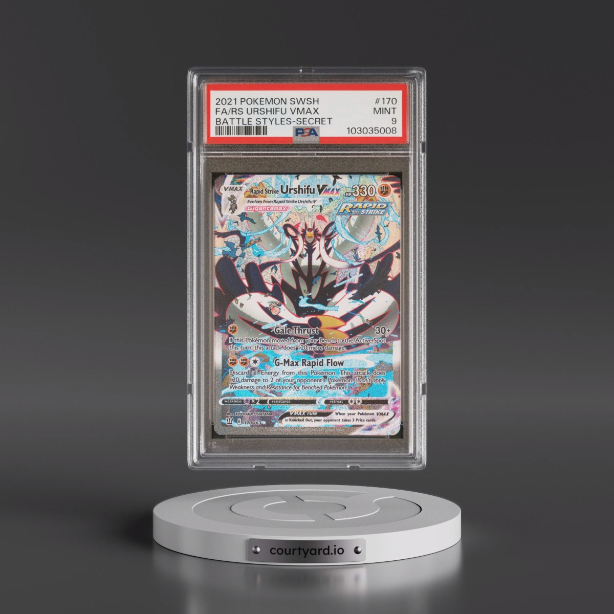 2021 Pokémon Sword & Shield Battle Styles #170 Rapid Strike Urshifu Vmax - Full Art Secret (PSA 9 MINT)