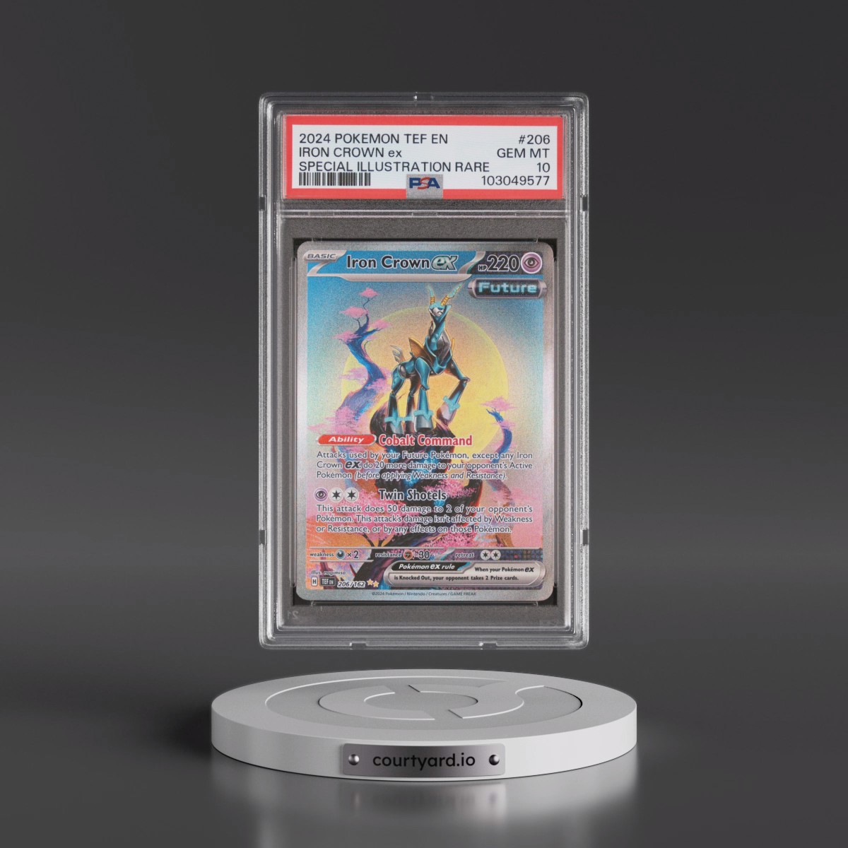 2024 Pokémon Tef EN-Temporal Forces #206 Iron Crown EX - Holo Special Illustration Rare (PSA 10 GEM MINT)