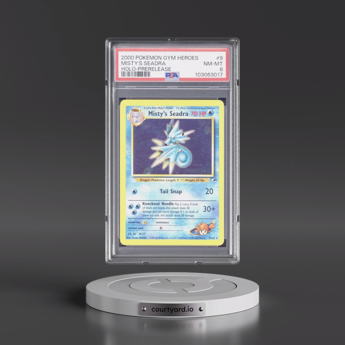 2000 Pokémon Gym Heroes #9 Misty's Seadra - Holo-Prerelease (PSA 8 NM-MT)