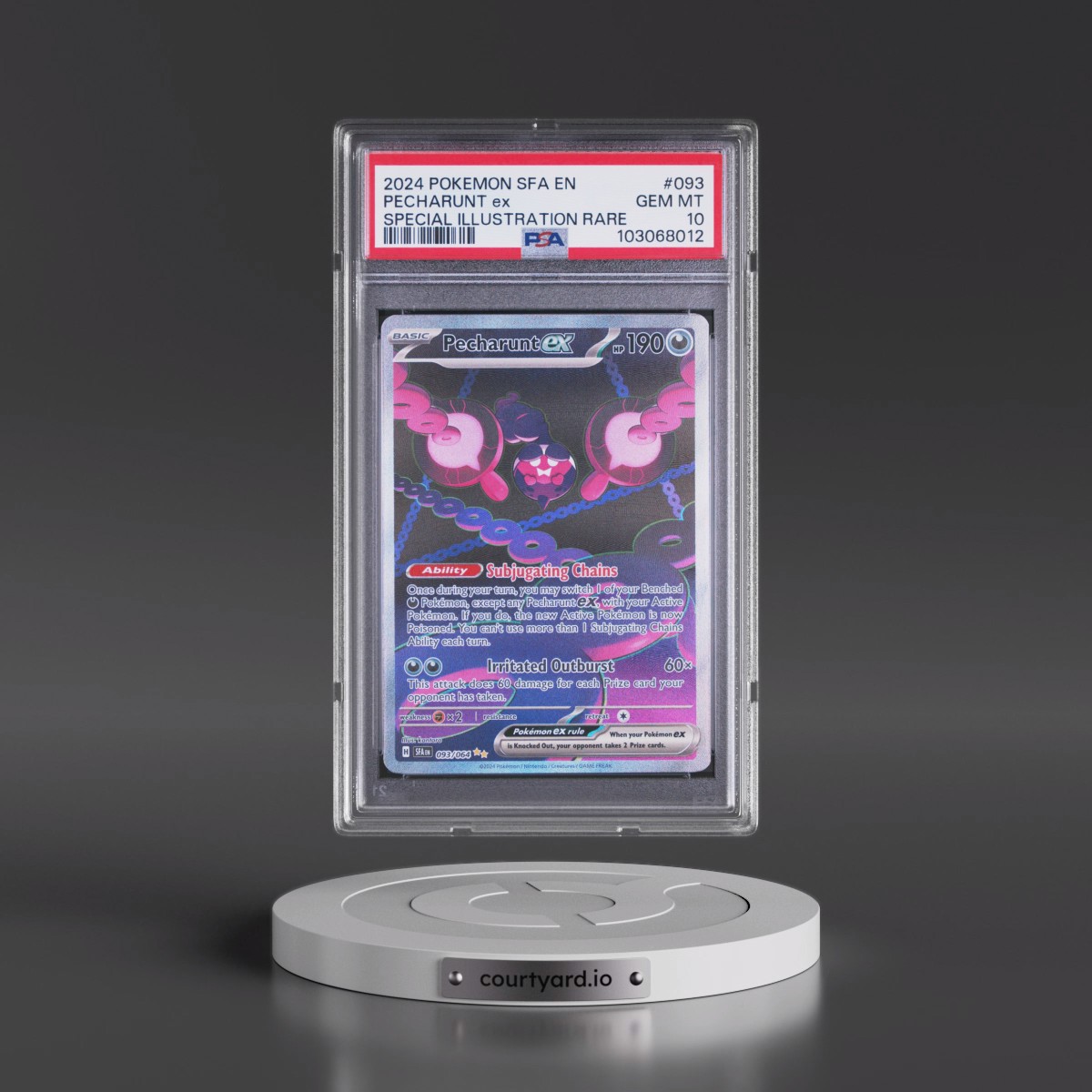 2024 Pokémon Sfa EN-Shrouded Fable #093 Pecharunt EX - Holo Special Illustration Rare (PSA 10 GEM MINT)
