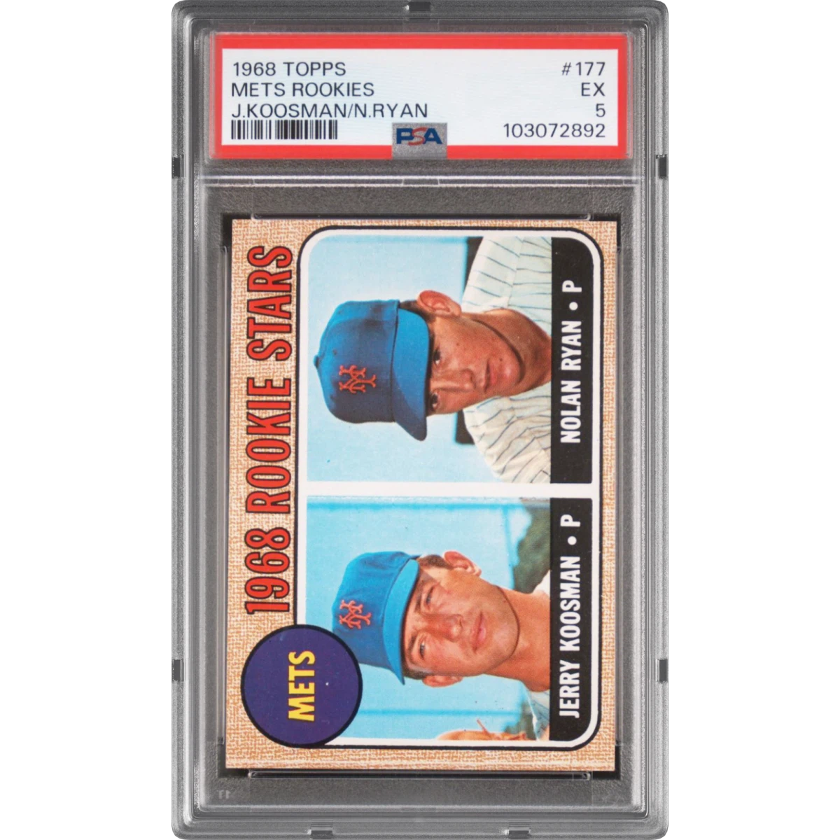 1968 Topps #177 Mets Rookies - J.Koosman/N.Ryan (PSA 5 EX)