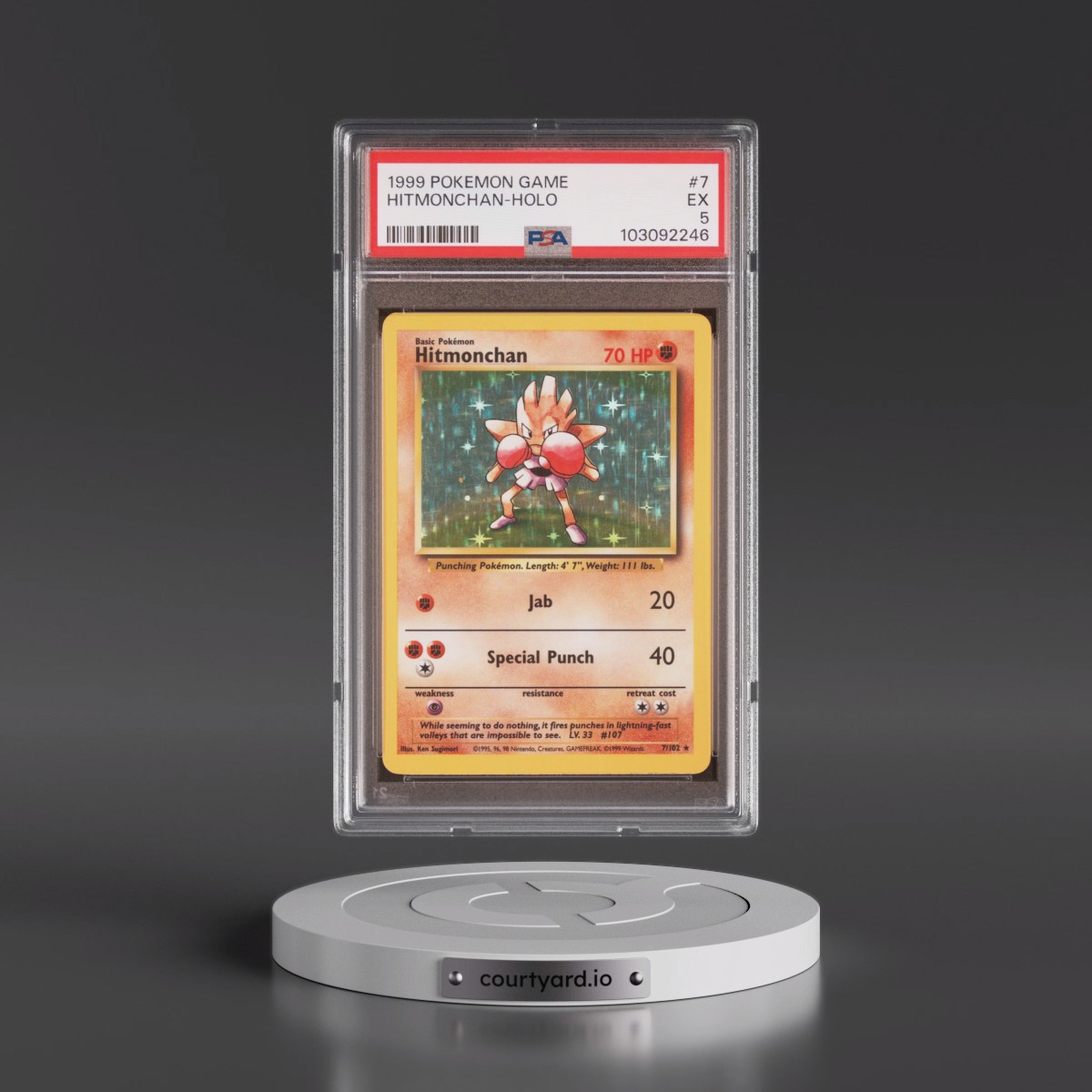 1999 Pokémon Game #7 Hitmonchan - Holo (PSA 5 EX)