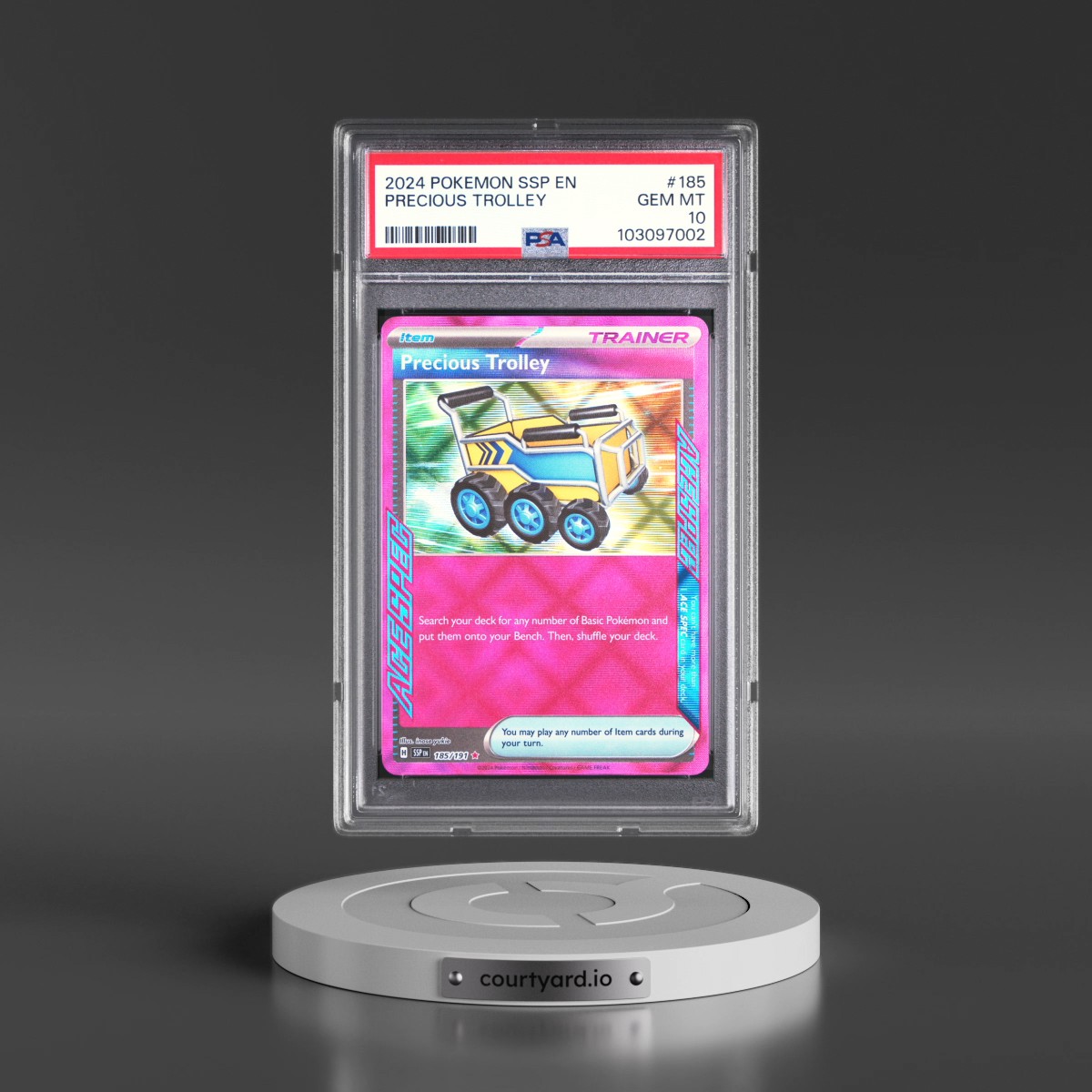 2024 Pokémon Ssp EN-Surging Sparks #185 Precious Trolley (PSA 10 GEM MINT)