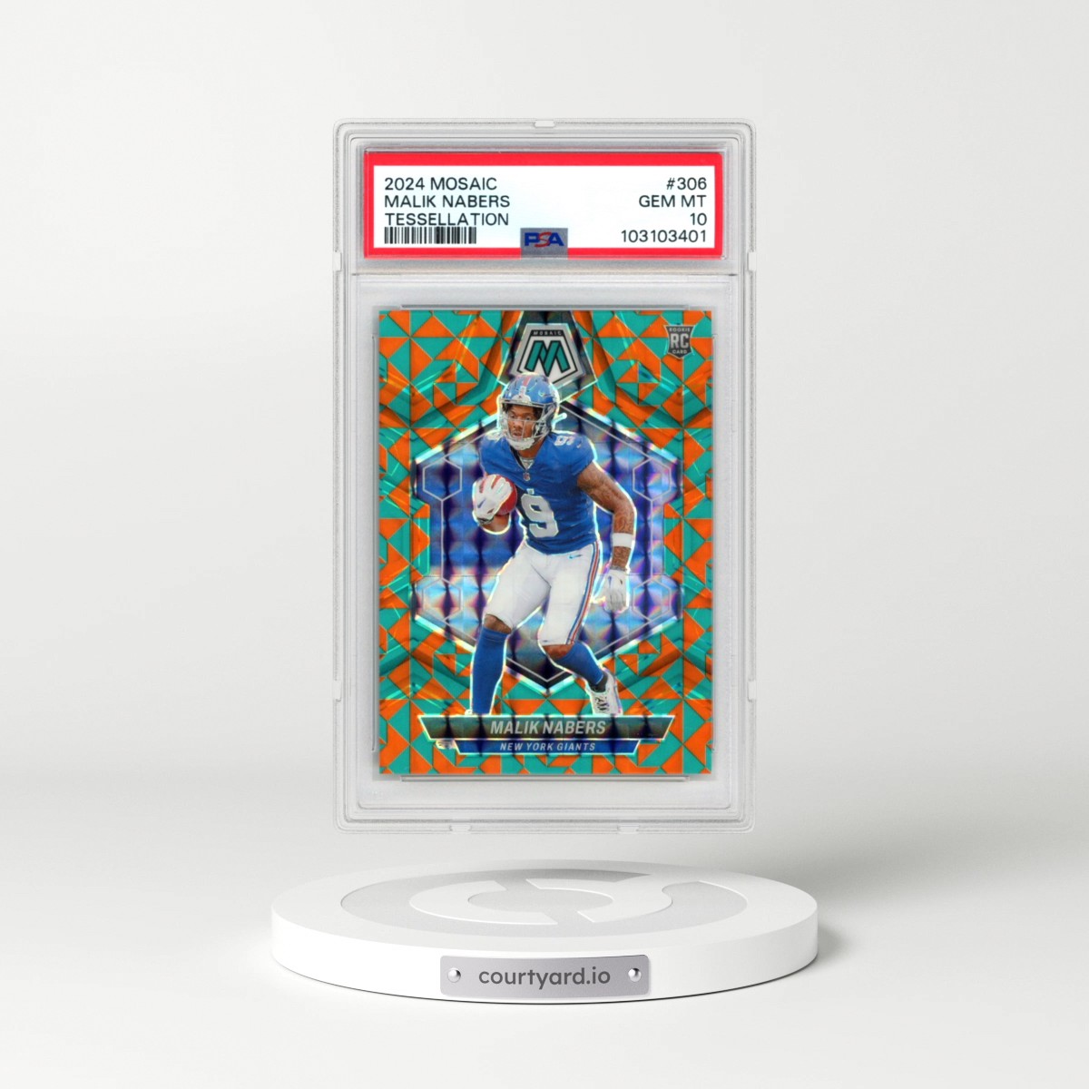 2024 Panini Mosaic #306 Malik Nabers - Tessellation (PSA 10 GEM MINT)