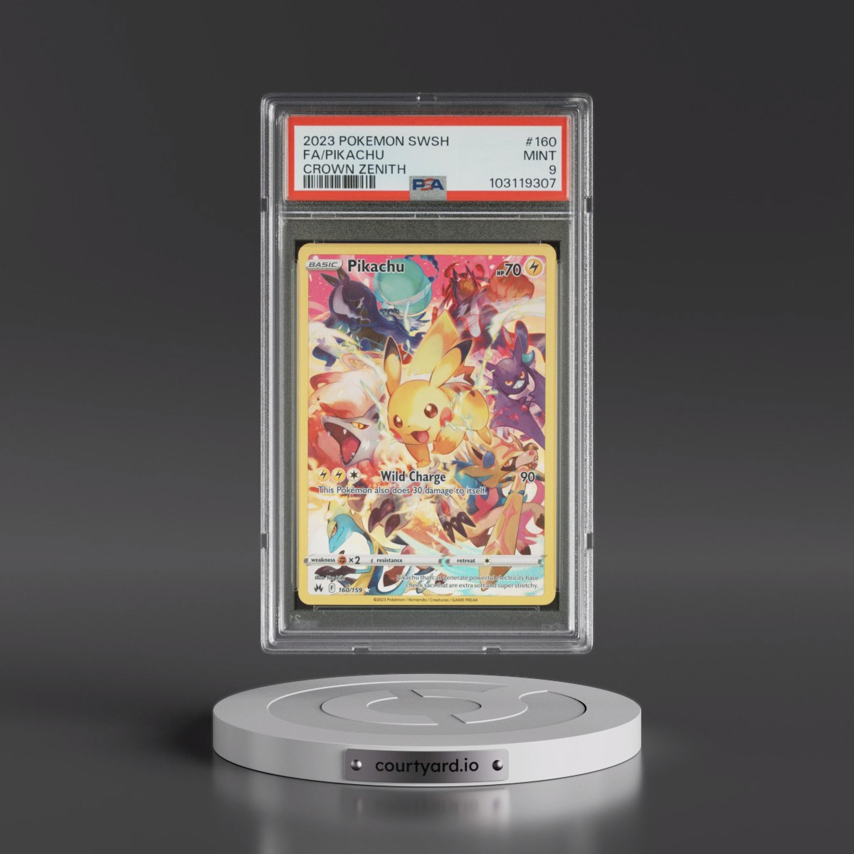 2023 Pokémon Sword and Shield Crown Zenith #160 Pikachu - Full Art (PSA 9 MINT)