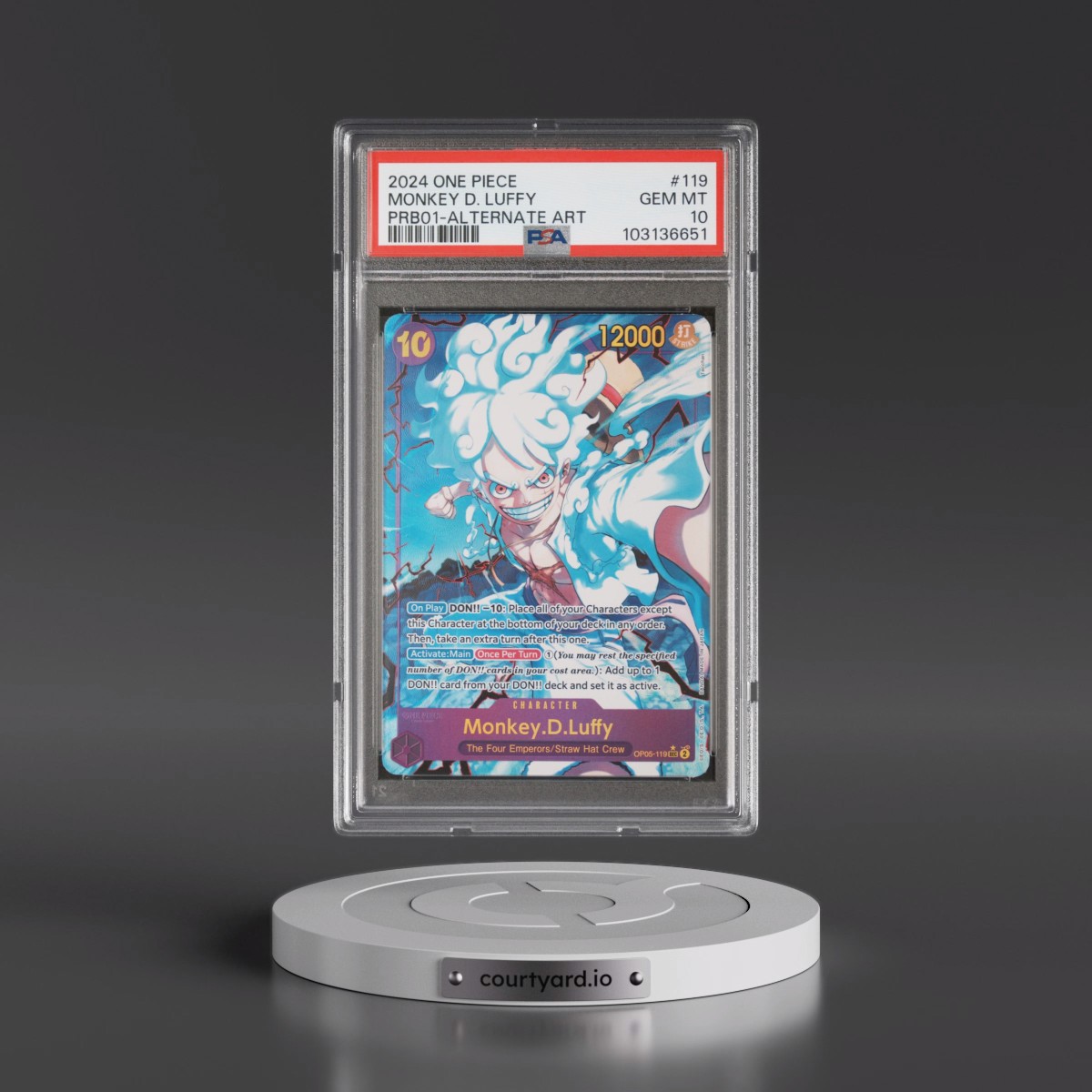2024 One Piece PRB01-Premium Booster -One Piece Card the Best #119 Monkey D. Luffy - Alternate Art (PSA 10 GEM MINT)