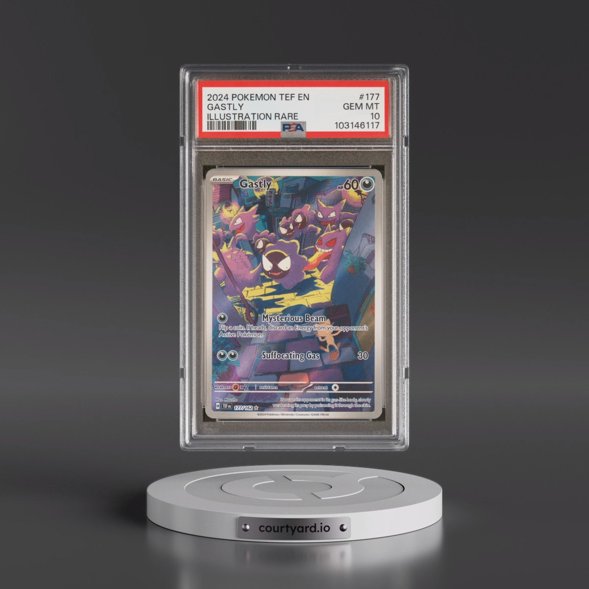 2024 Pokémon Tef EN-Temporal Forces #177 Gastly - Illustration Rare (PSA 10 GEM MINT)