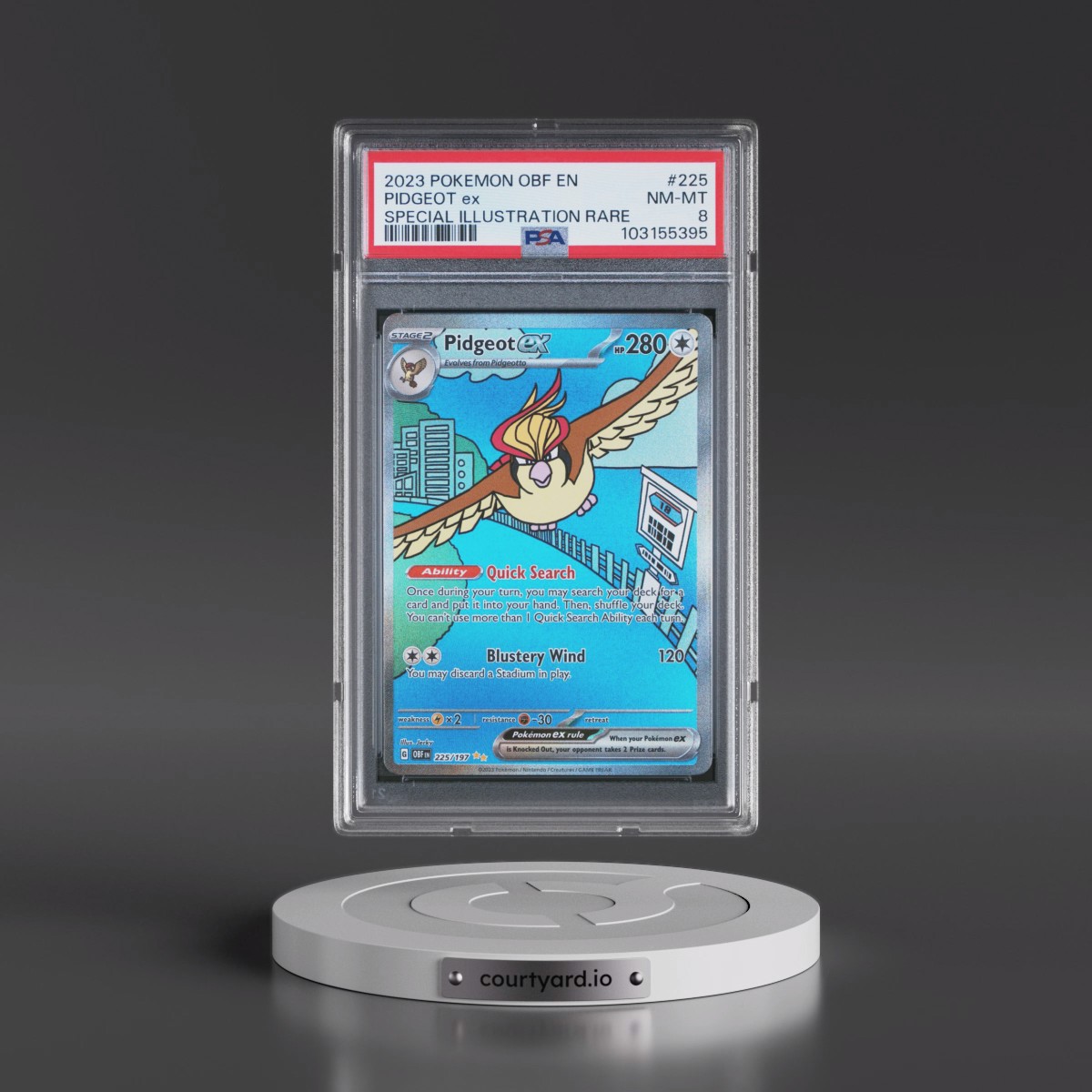 2023 Pokémon Obf EN-Obsidian Flames #225 Pidgeot EX - Holo Special Illustration Rare (PSA 8 NM-MT)