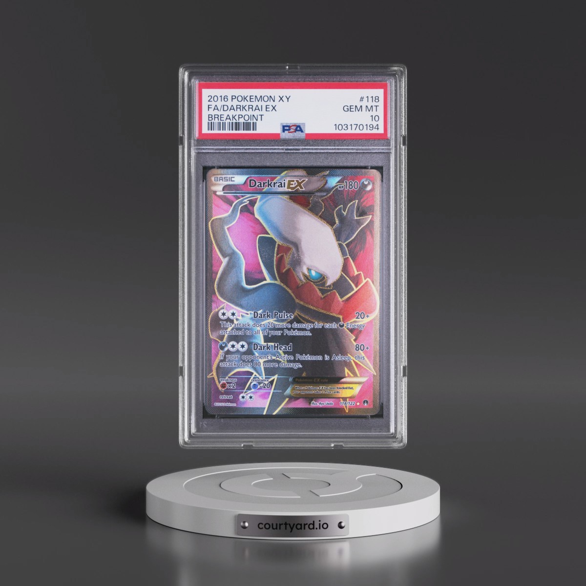 2016 Pokémon XY Breakpoint #118 Darkrai EX - Holo Full Art (PSA 10 GEM MINT)