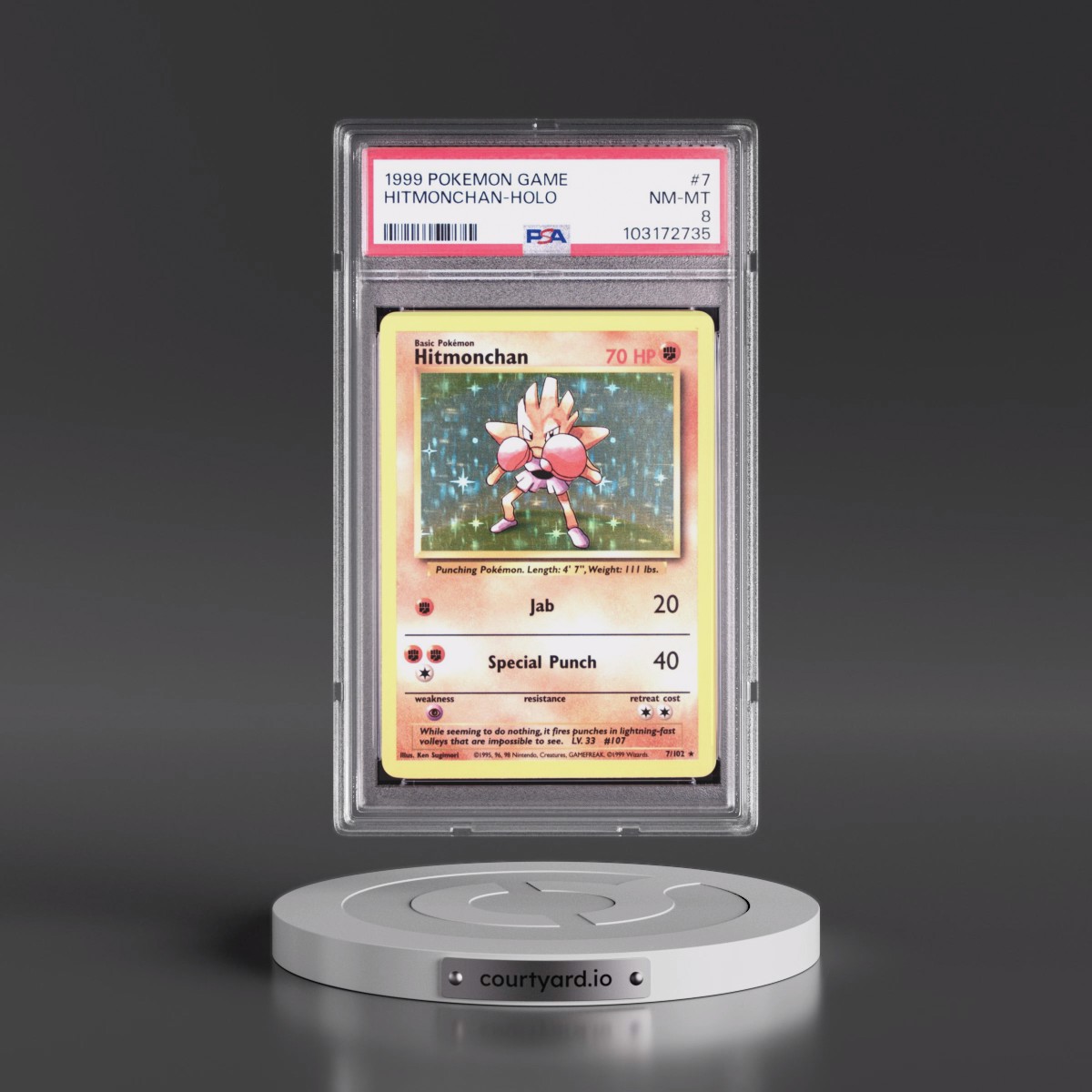 1999 Pokémon Game #7 Hitmonchan - Holo (PSA 8 NM-MT)