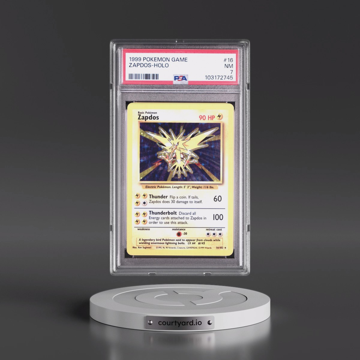 1999 Pokémon Game #16 Zapdos - Holo (PSA 7 NM)