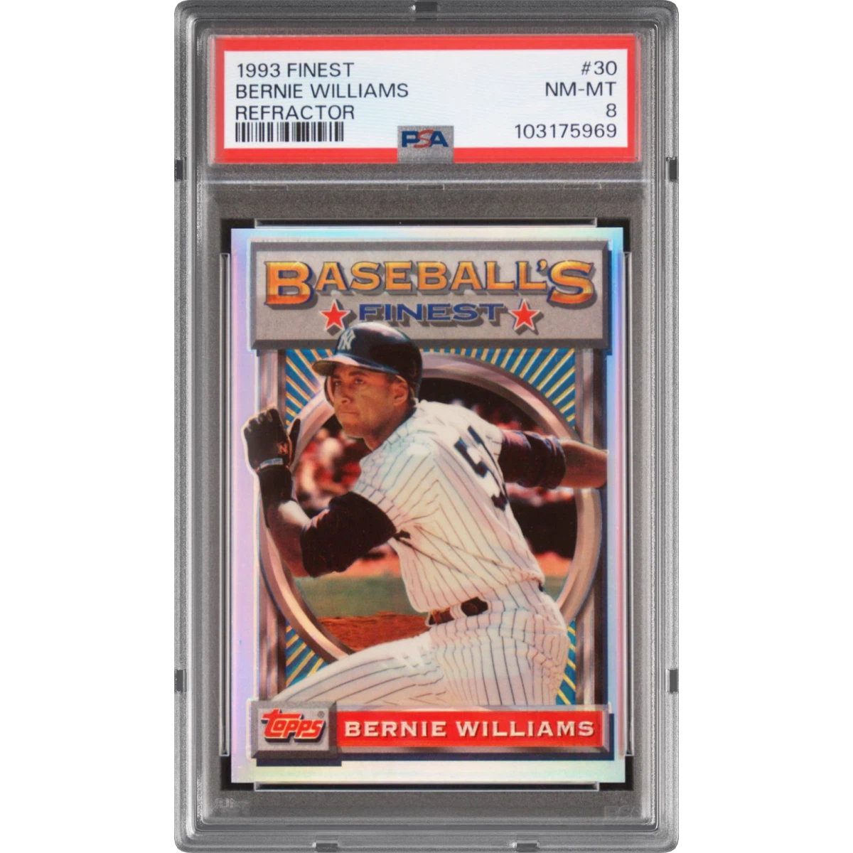 1993 Finest #30 Bernie Williams - Refractor (PSA 8 NM-MT)