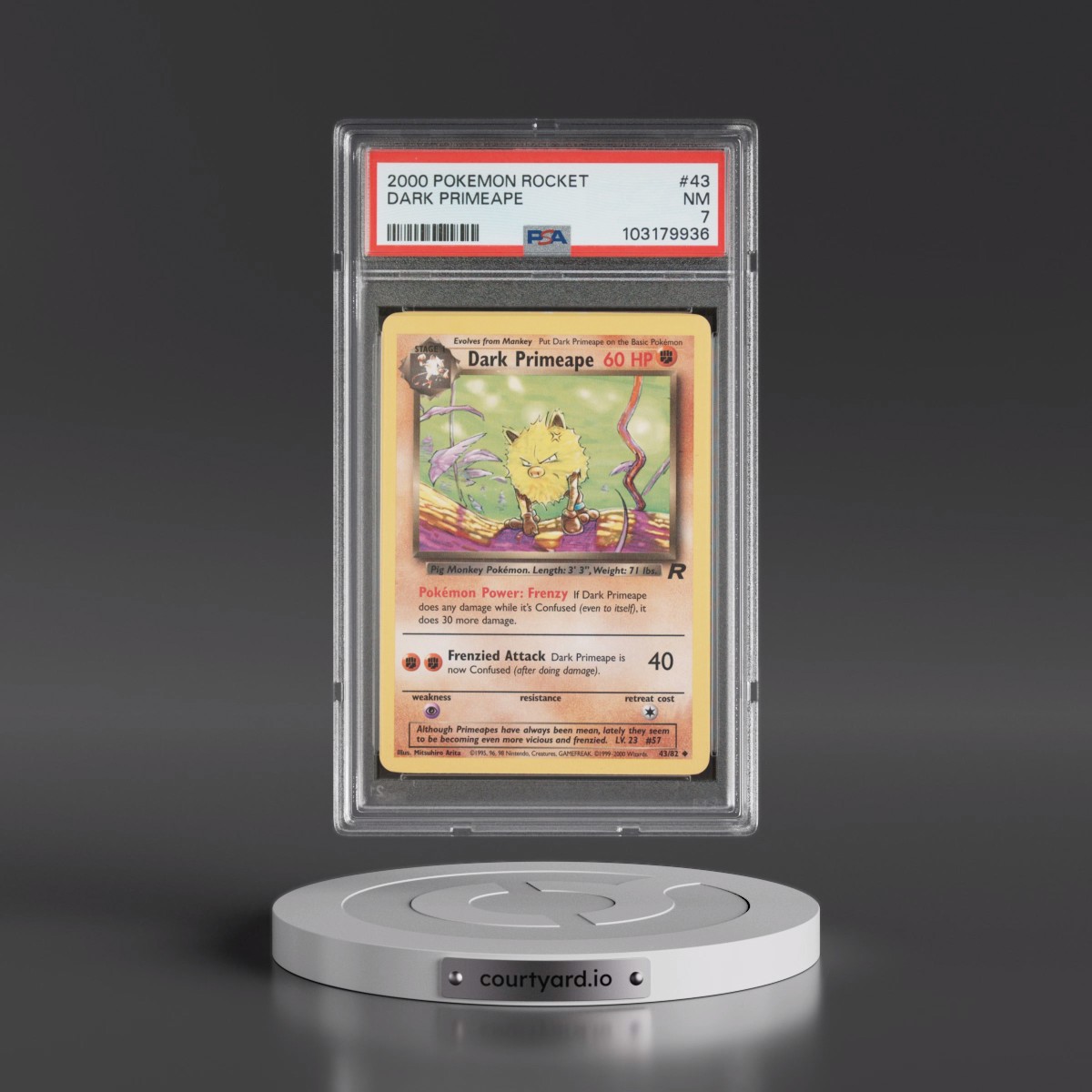 2000 Pokémon Rocket #43 Dark Primeape (PSA 7 NM)