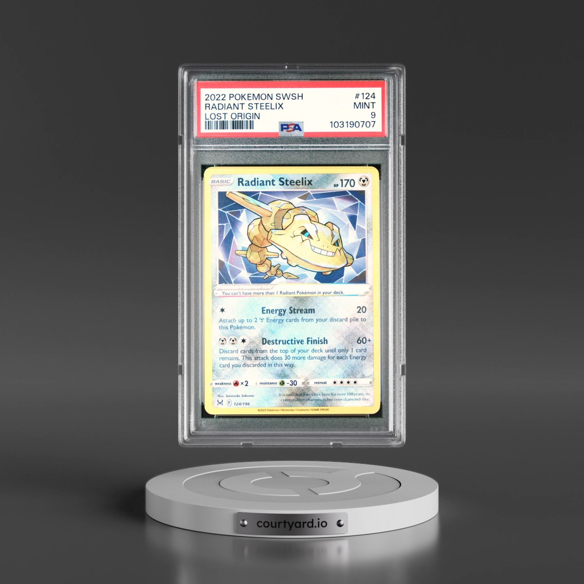 2022 Pokémon Sword & Shield Lost Origin #124 Radiant Steelix - Holo (PSA 9 MINT)
