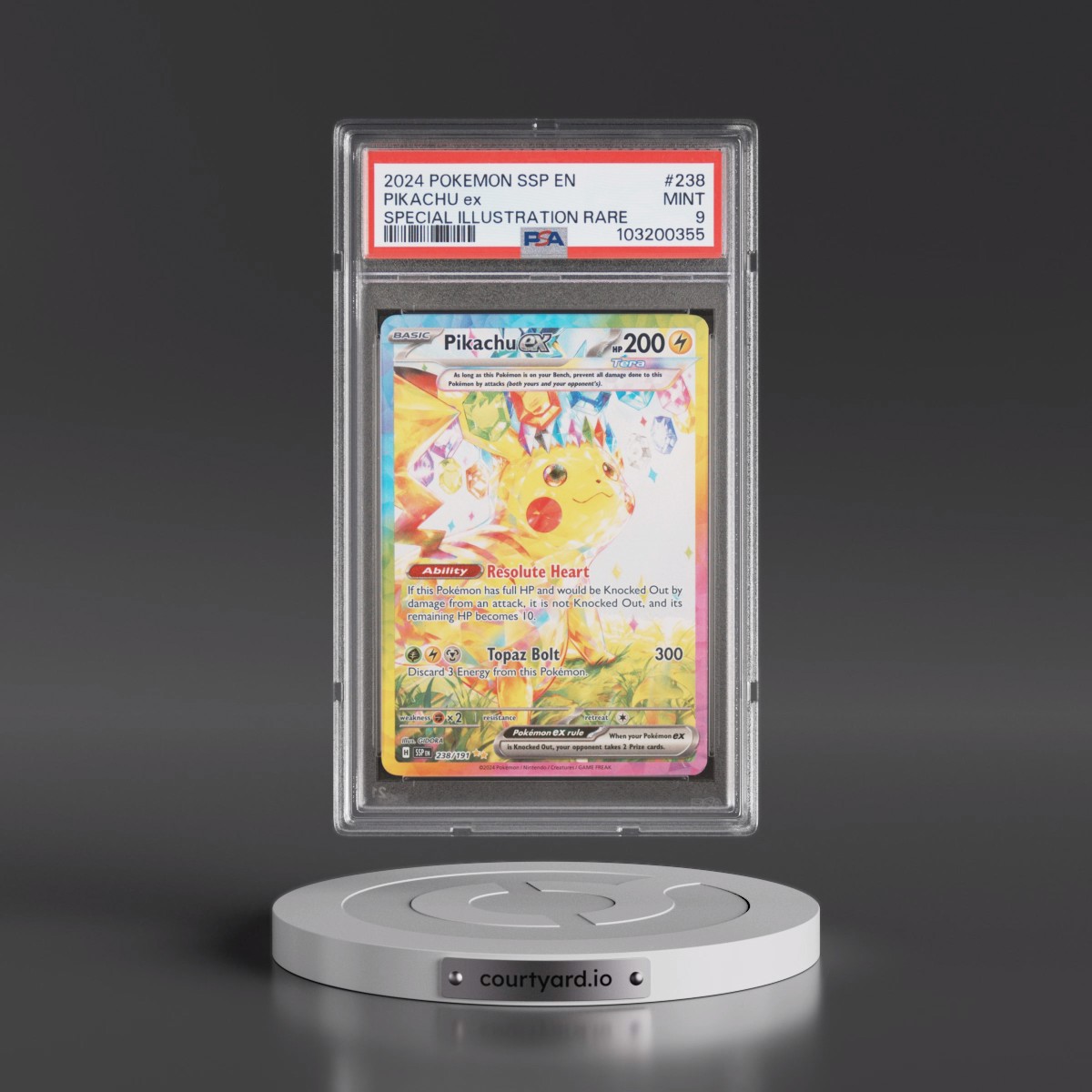 2024 Pokémon Ssp EN-Surging Sparks #238 Pikachu EX - Holo Special Illustration Rare (PSA 9 MINT)