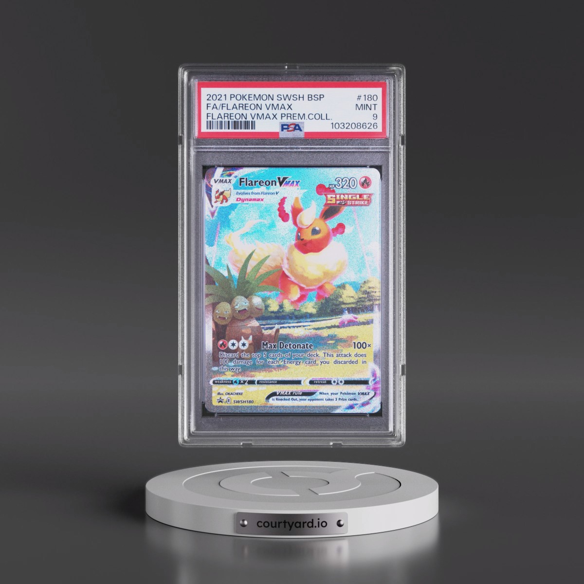 2021 Pokémon Swsh Black Star Promo #180 Flareon Vmax - Full Art Flareon Vmax Premium Collection (PSA 9 MINT)