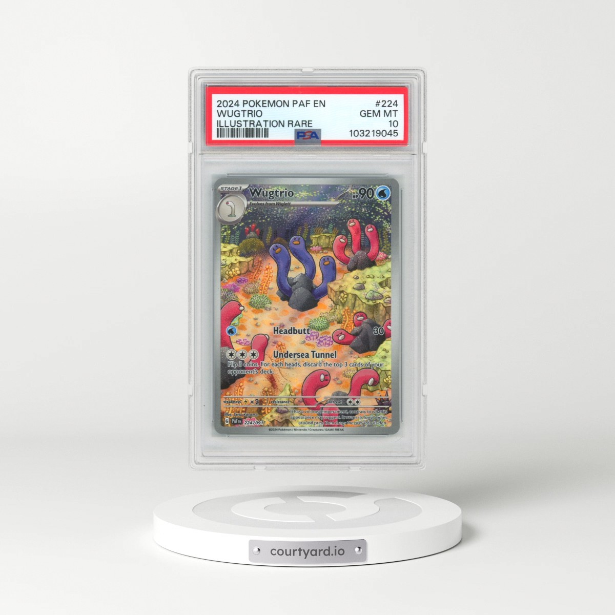 2024 Pokémon Paf EN-Paldean Fates #224 Wugtrio - Illustration Rare (PSA 10 GEM MINT)