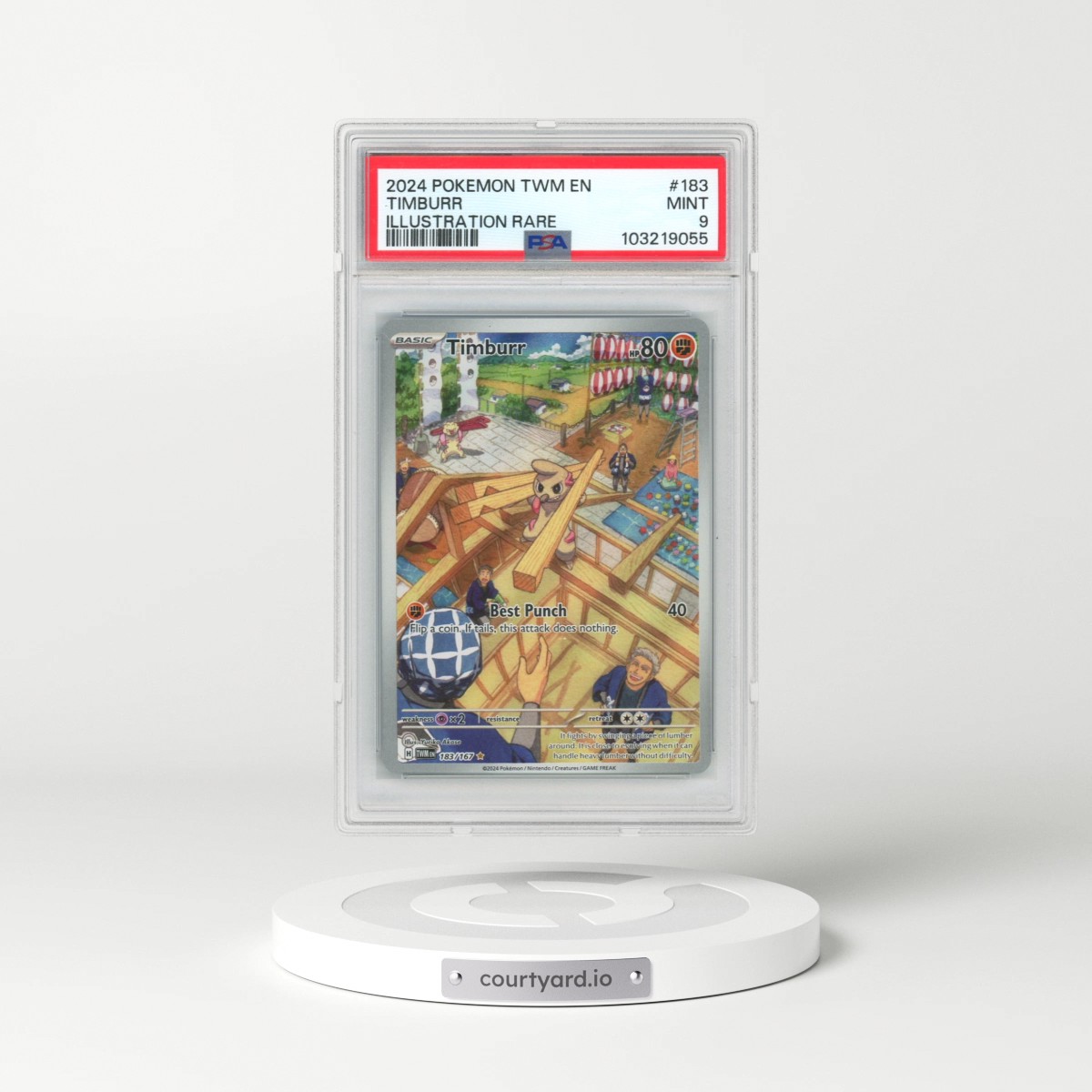 2024 Pokémon Twm EN-Twilight Masquerade #183 Timburr - Illustration Rare (PSA 9 MINT)