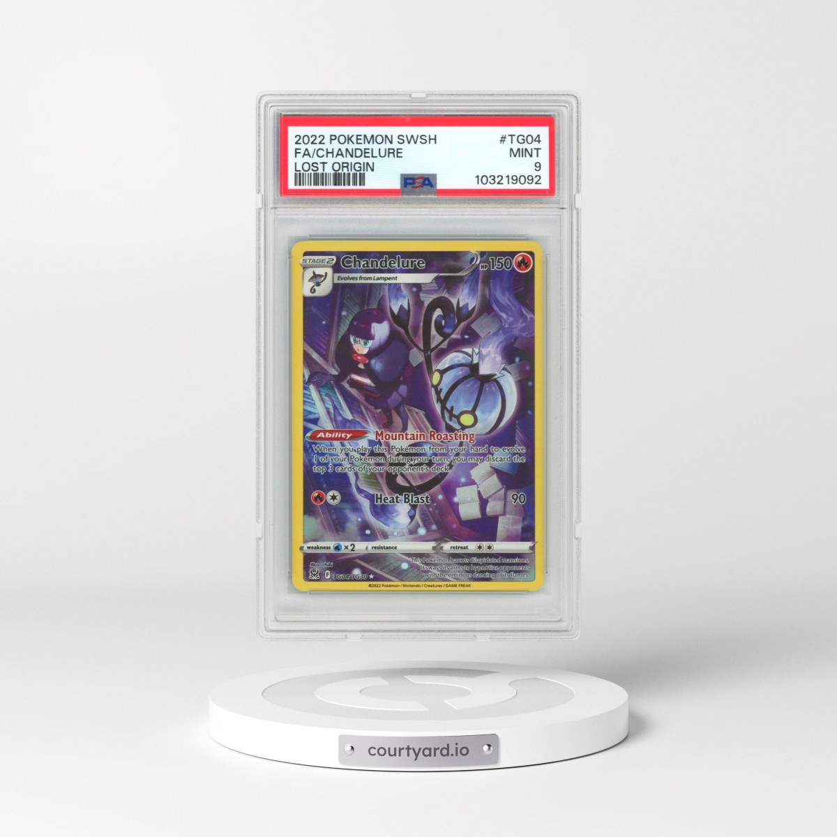 2022 Pokémon Sword & Shield Lost Origin #TG04 Chandelure - Full Art (PSA 9 MINT)