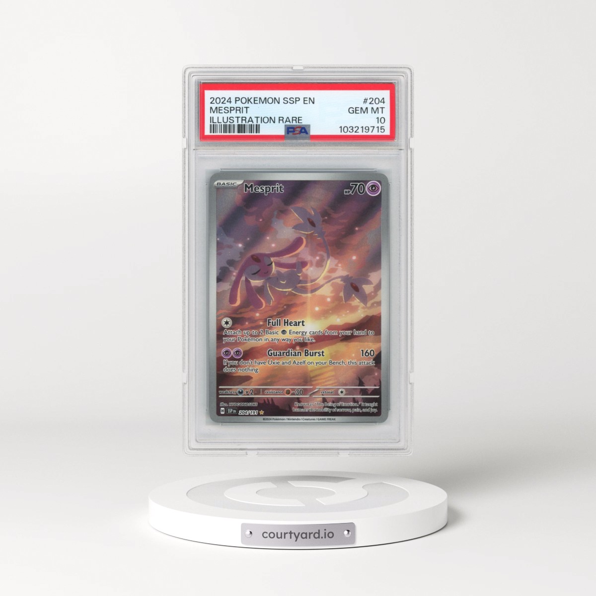 2024 Pokémon Ssp EN-Surging Sparks #204 Mesprit - Illustration Rare (PSA 10 GEM MINT)