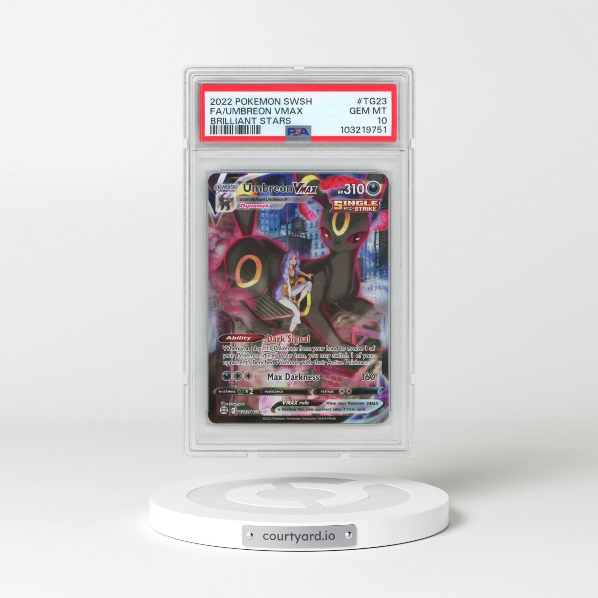 2022 Pokémon Sword & Shield Brilliant Stars #TG23 Umbreon Vmax - Full Art (PSA 10 GEM MINT)