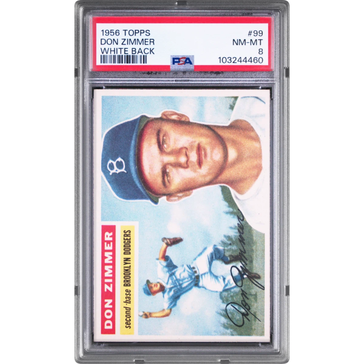 1956 Topps #99 Don Zimmer - White Back (PSA 8 NM-MT)