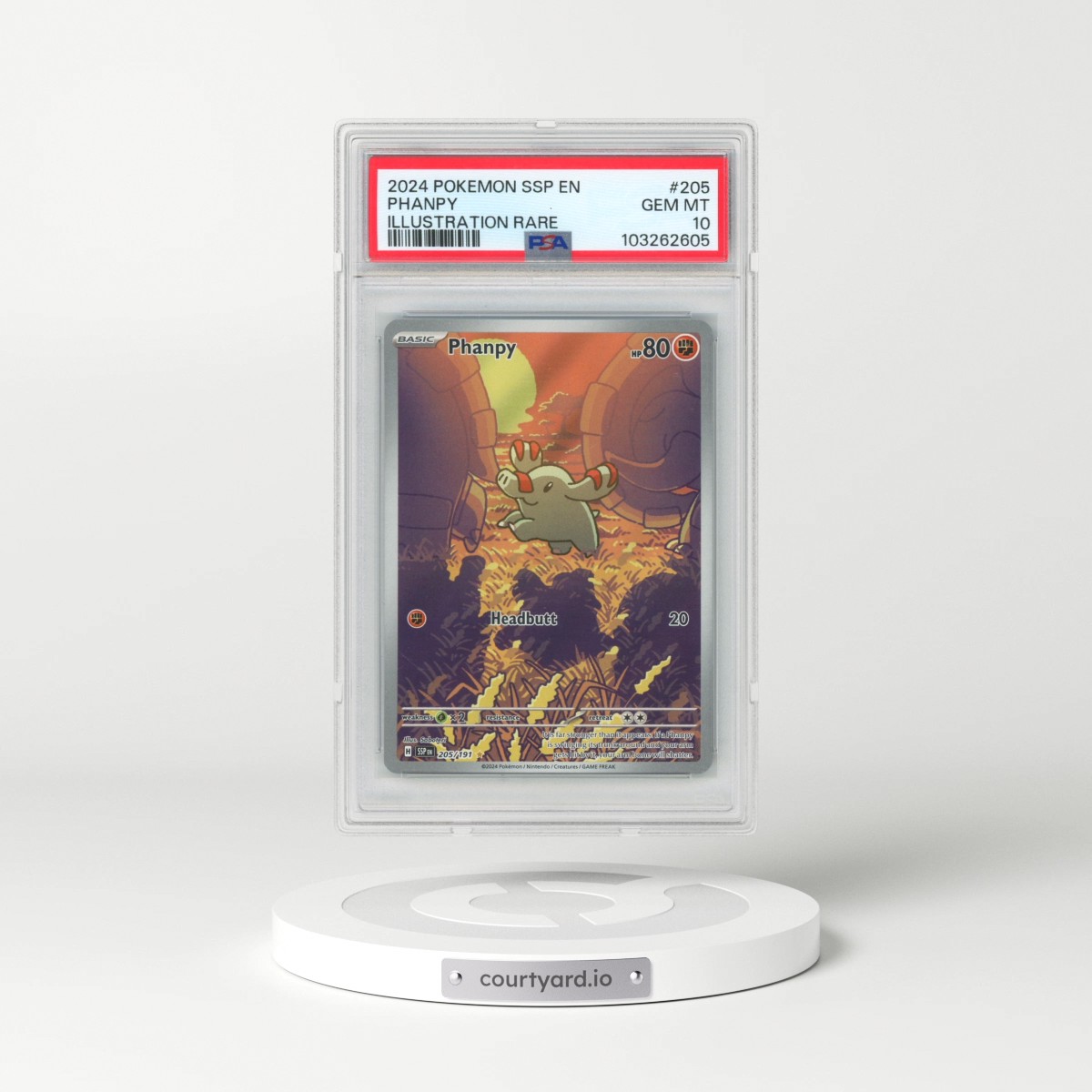 2024 Pokémon Ssp EN-Surging Sparks #205 Phanpy - Illustration Rare (PSA 10 GEM MINT)