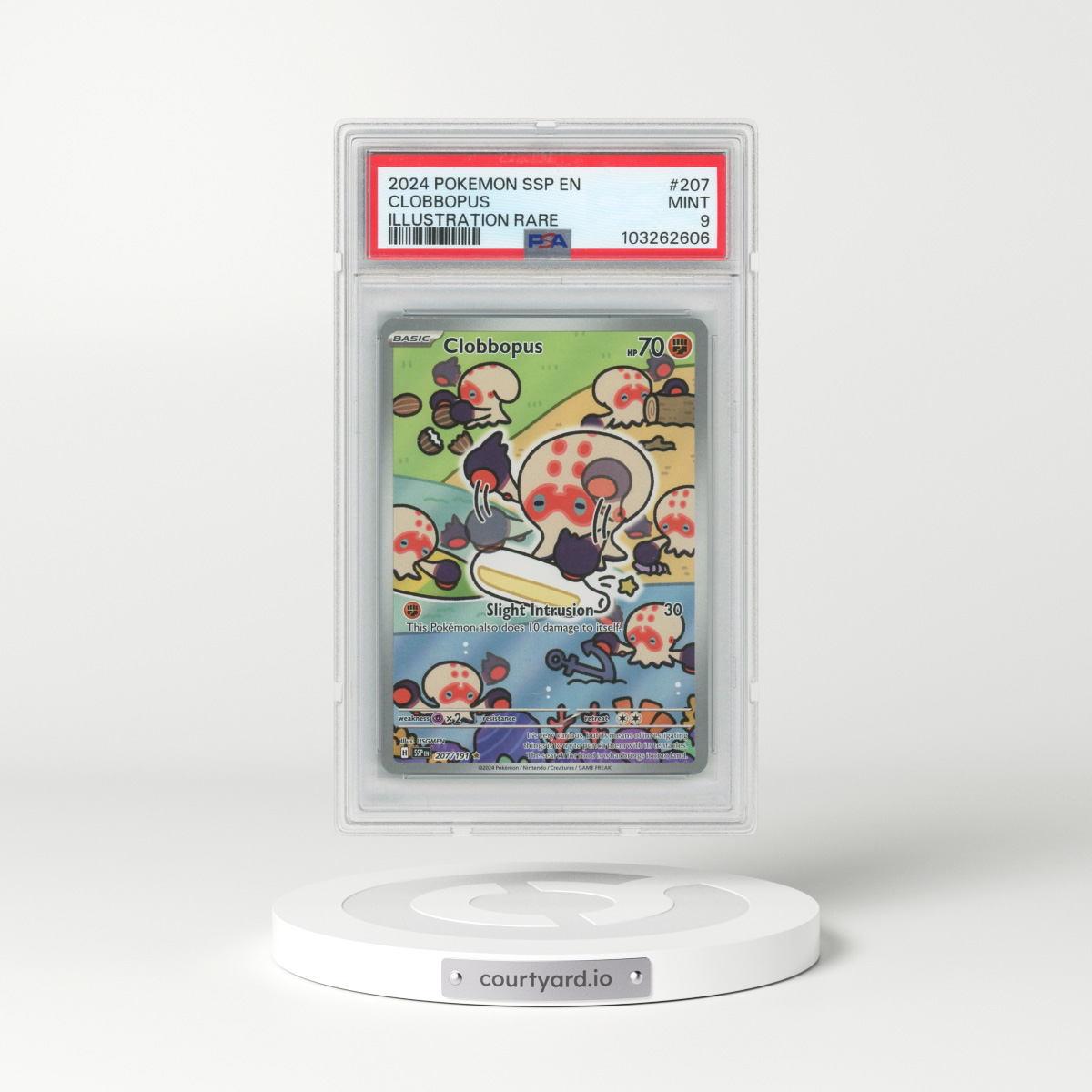 2024 Pokémon Ssp EN-Surging Sparks #207 Clobbopus - Illustration Rare (PSA 9 MINT)