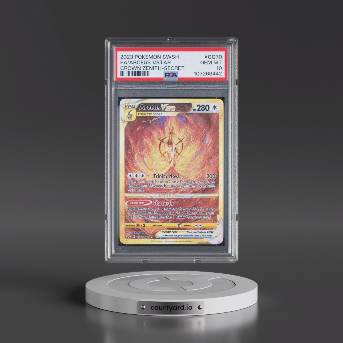 2023 Pokémon Sword and Shield Crown Zenith #GG70 Arceus Vstar - Full Art Secret (PSA 10 GEM MINT)