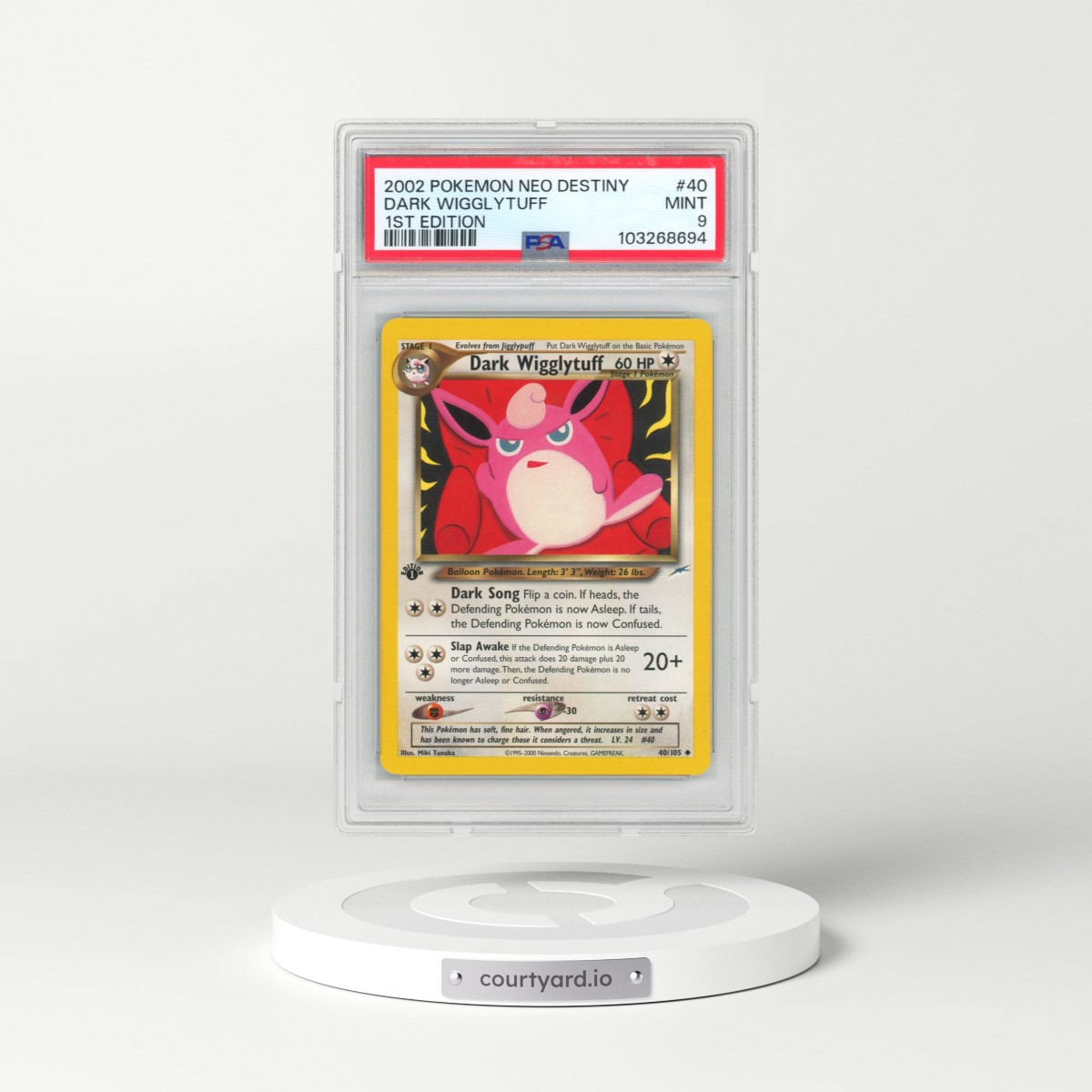 2002 Pokémon Neo Destiny #40 Dark Wigglytuff - 1st Edition (PSA 9 MINT)