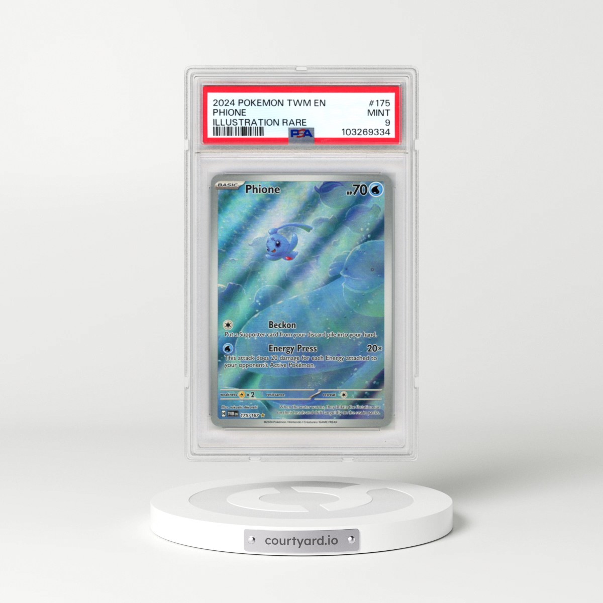 2024 Pokémon Twm EN-Twilight Masquerade #175 Phione - Illustration Rare (PSA 9 MINT)