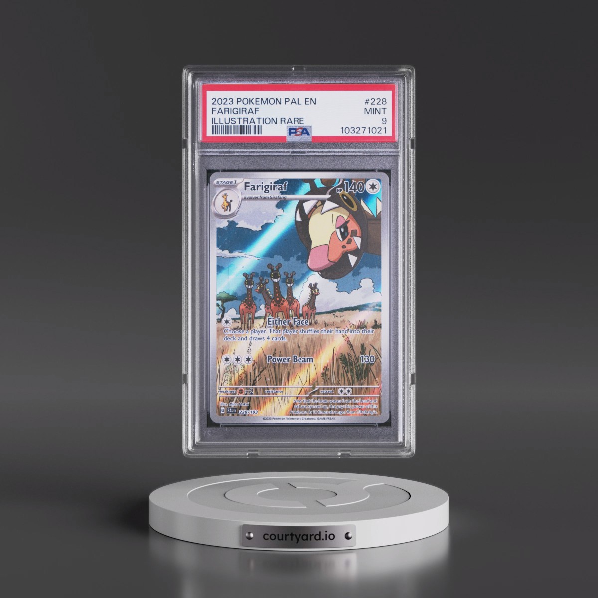 2023 Pokémon Pal EN-Paldea Evolved #228 Farigiraf - Illustration Rare (PSA 9 MINT)