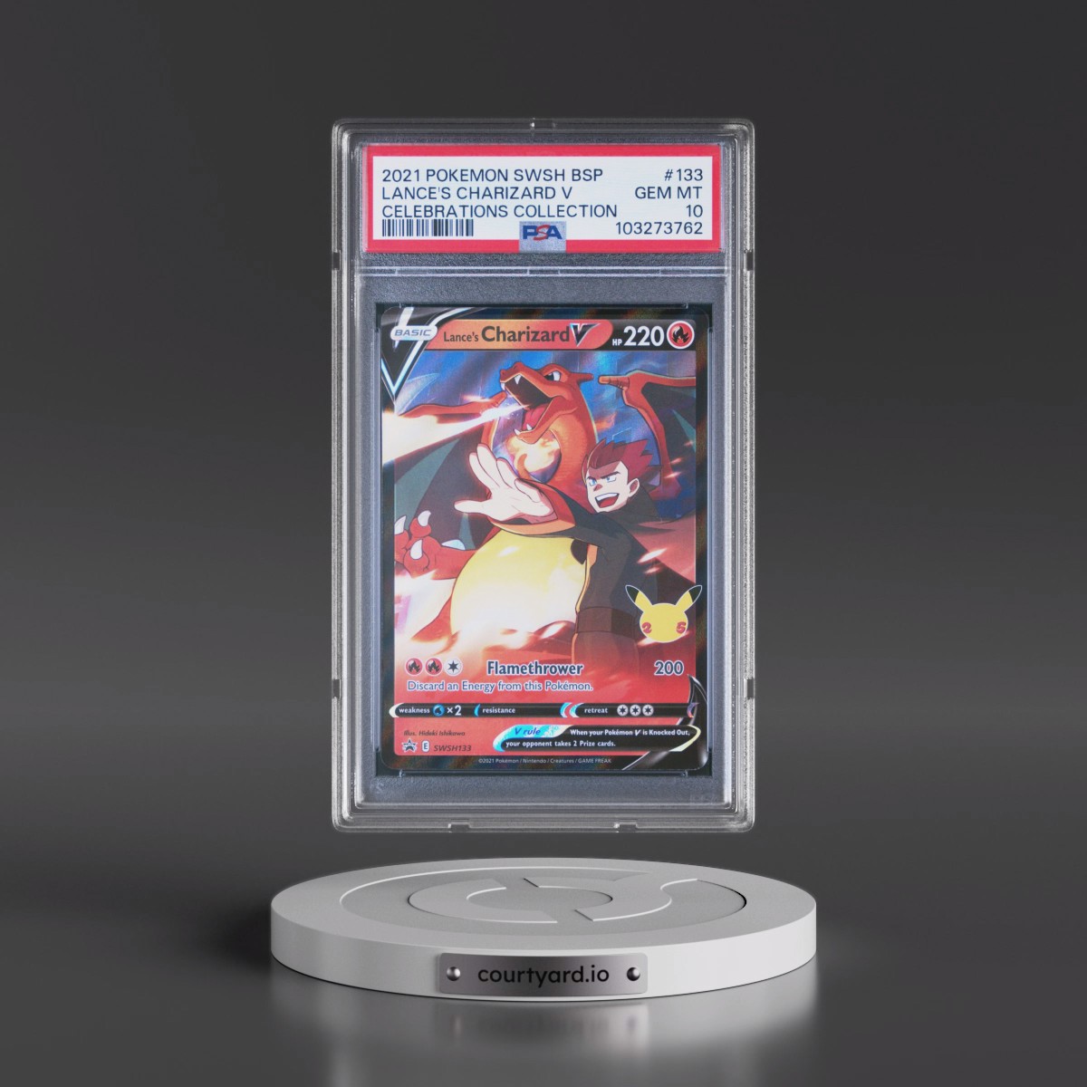 2021 Pokémon Swsh Black Star Promo #133 Lance's Charizard V - Holo Celebrations Collection (PSA 10 GEM MINT)