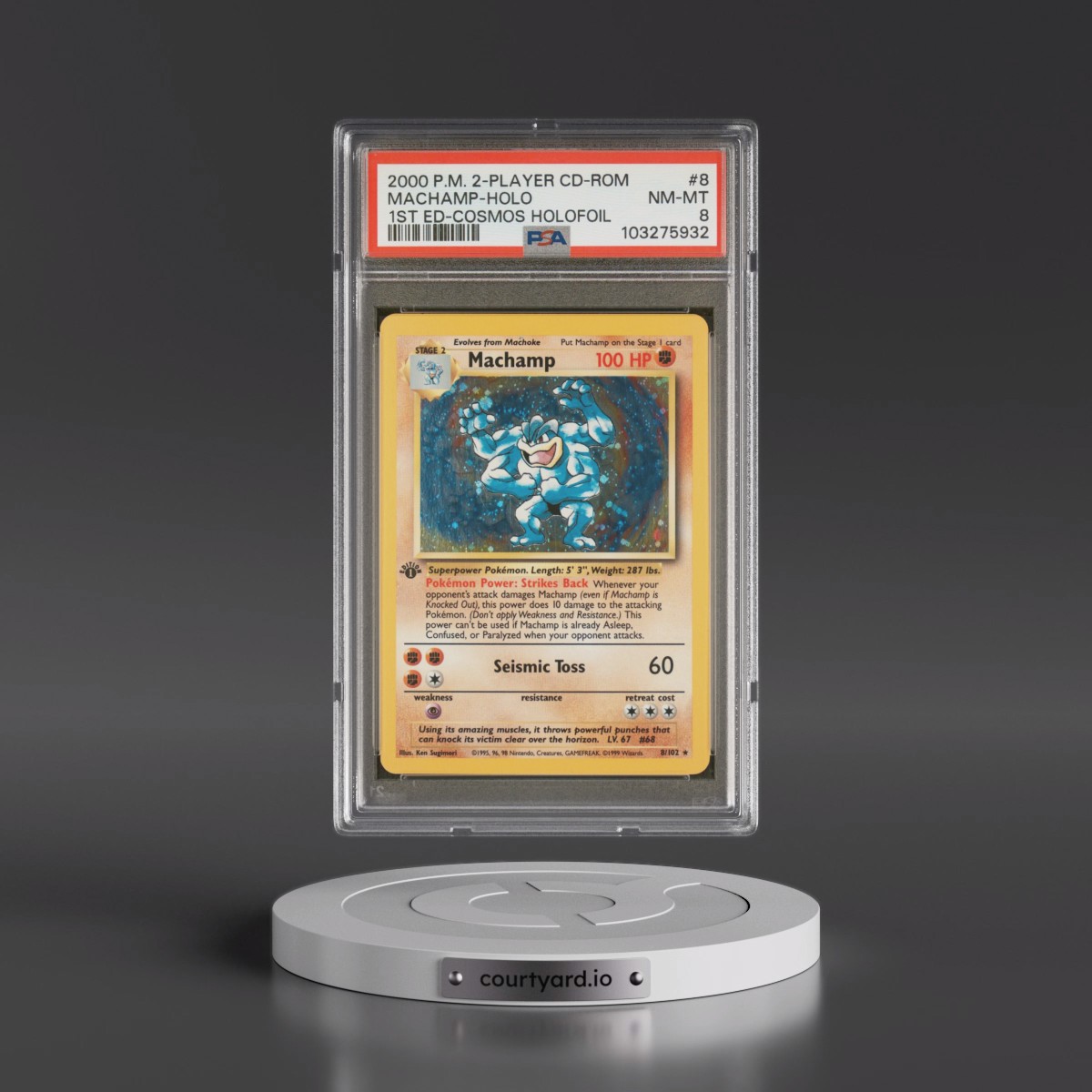 2000 Pokémon 2-Player CD-Rom Starter Set #8 Machamp - 1st Edition Cosmos Holofoil (PSA 8 NM-MT)