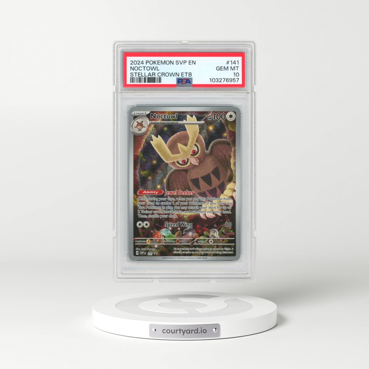 2024 Pokémon Svp EN-SV Black Star Promo #141 Noctowl - Stellar Crown Elite Trainer Box (PSA 10 GEM MINT)