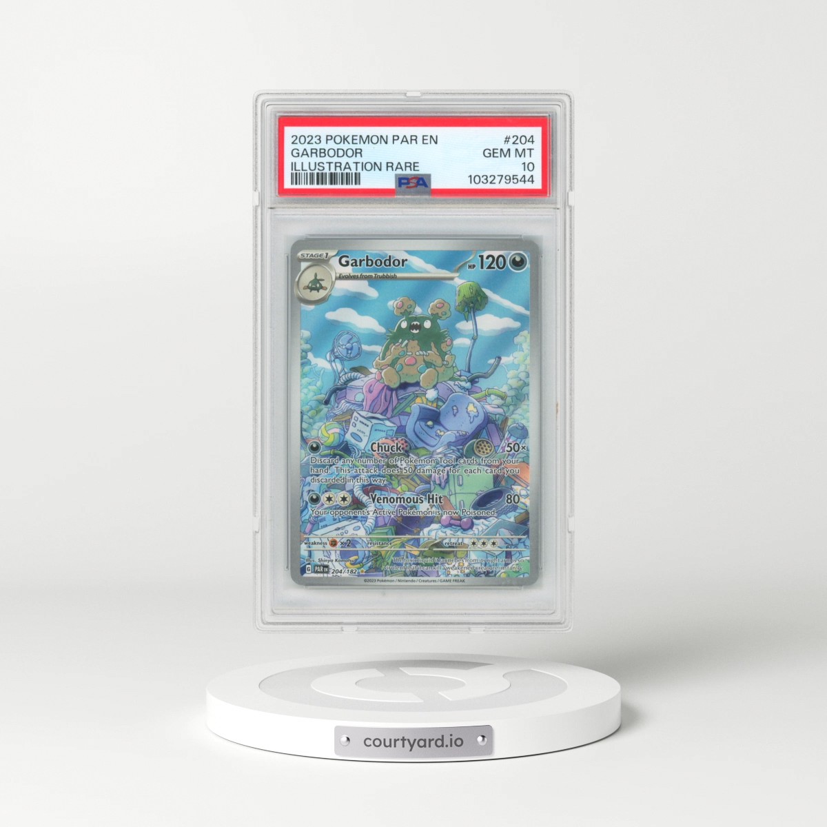 2023 Pokémon Par EN-Paradox Rift #204 Garbodor - Illustration Rare (PSA 10 GEM MINT)