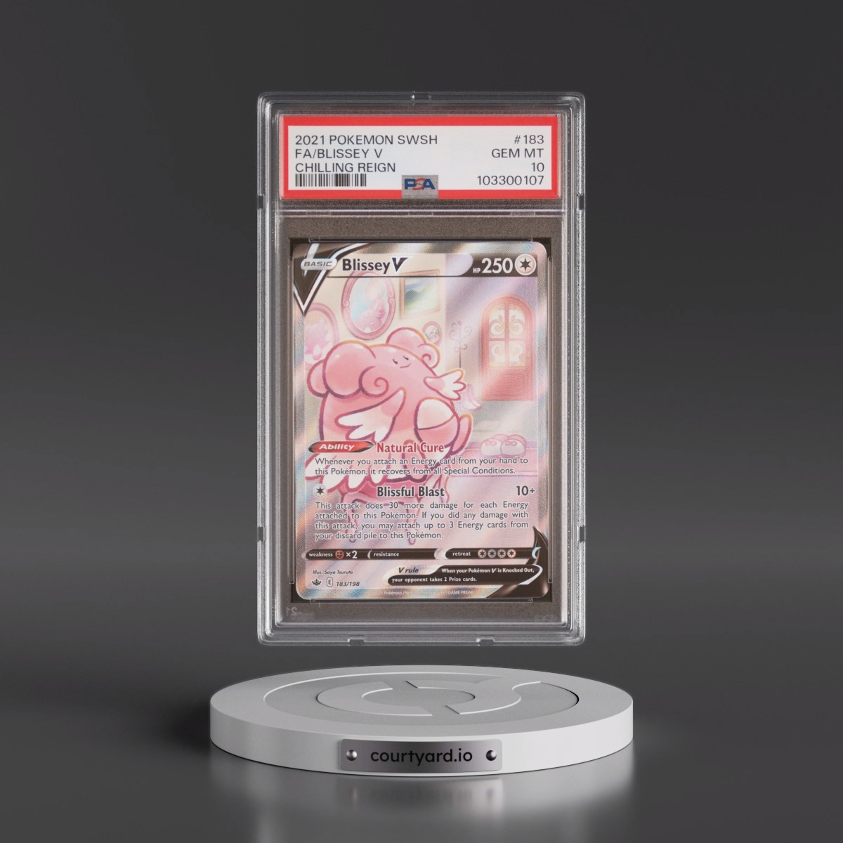 2021 Pokémon Sword & Shield Chilling Reign #183 Blissey V - Holo Full Art (PSA 10 GEM MINT)
