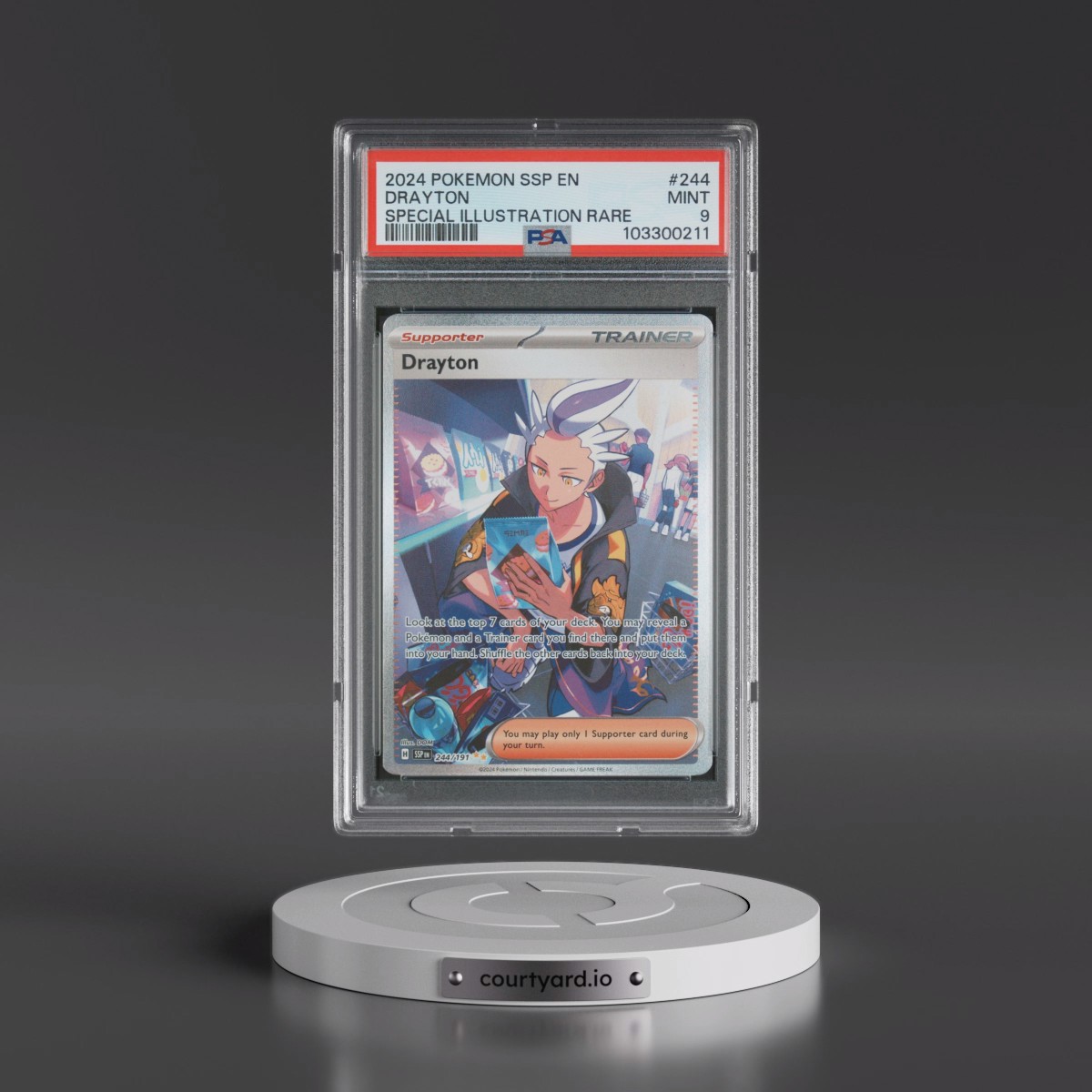 2024 Pokémon Ssp EN-Surging Sparks #244 Drayton - Special Illustration Rare (PSA 9 MINT)
