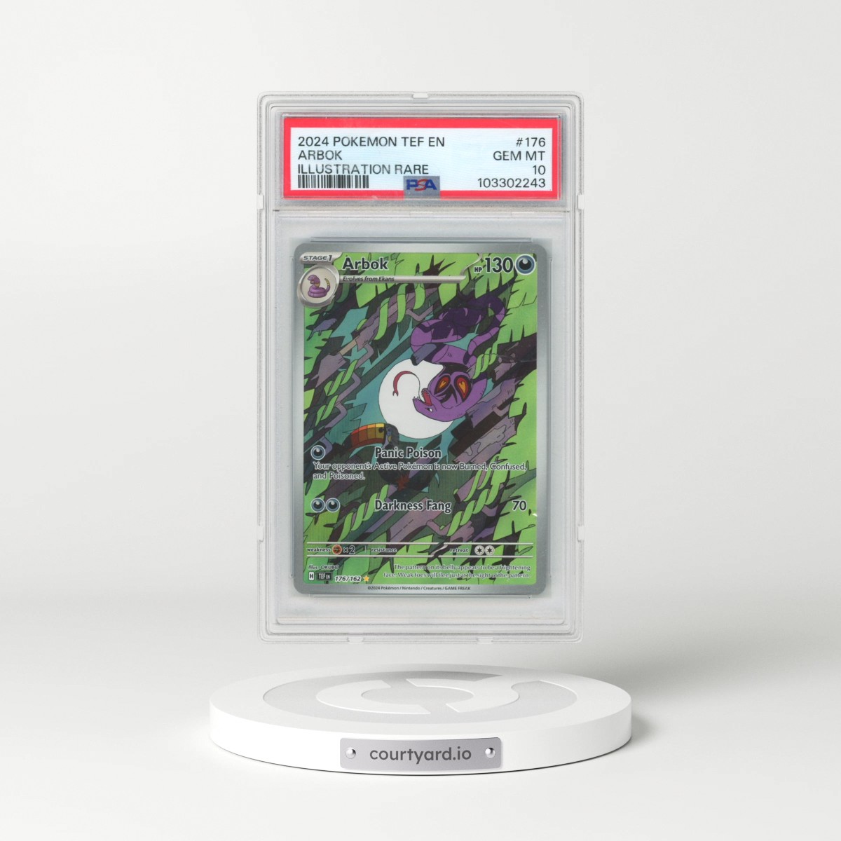 2024 Pokémon Tef EN-Temporal Forces #176 Arbok - Illustration Rare (PSA 10 GEM MINT)