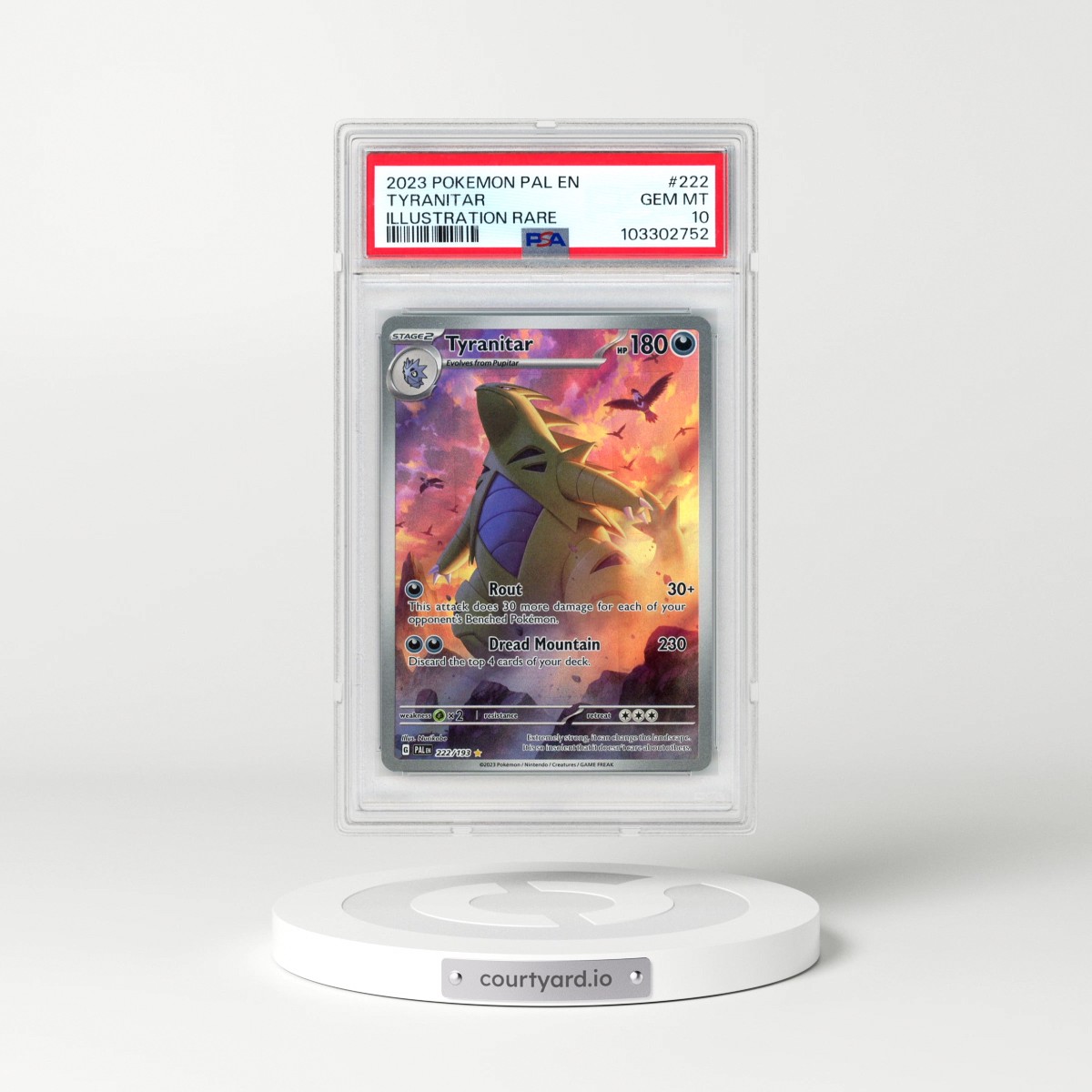 2023 Pokémon Pal EN-Paldea Evolved #222 Tyranitar - Illustration Rare (PSA 10 GEM MINT)