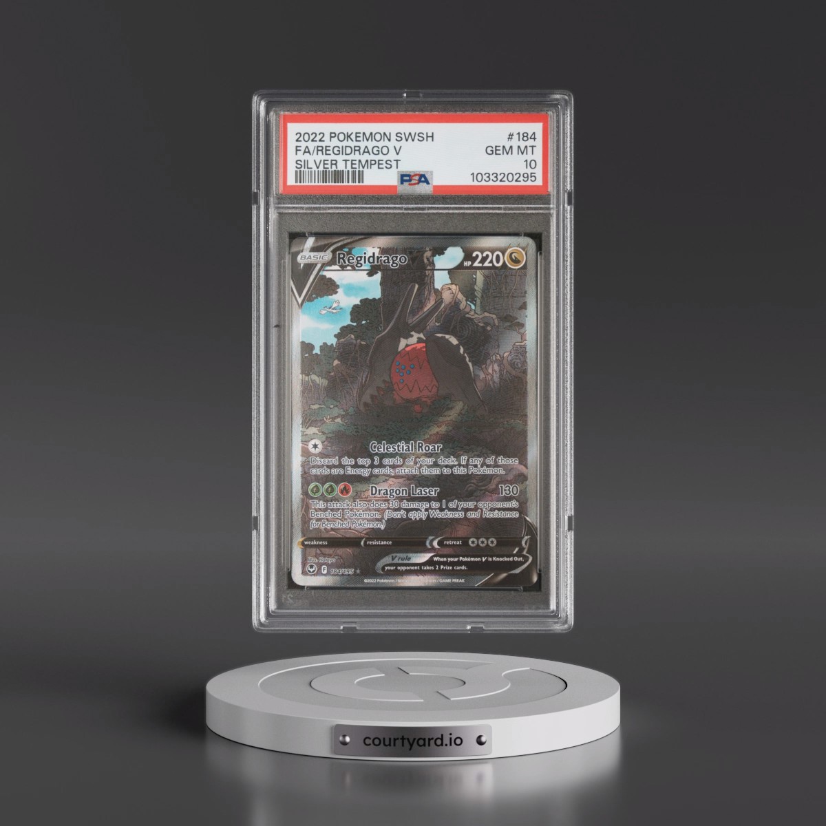 2022 Pokémon SWSH Silver Tempest #184 Regidrago V - Full Art(PSA 10 GEM MINT)