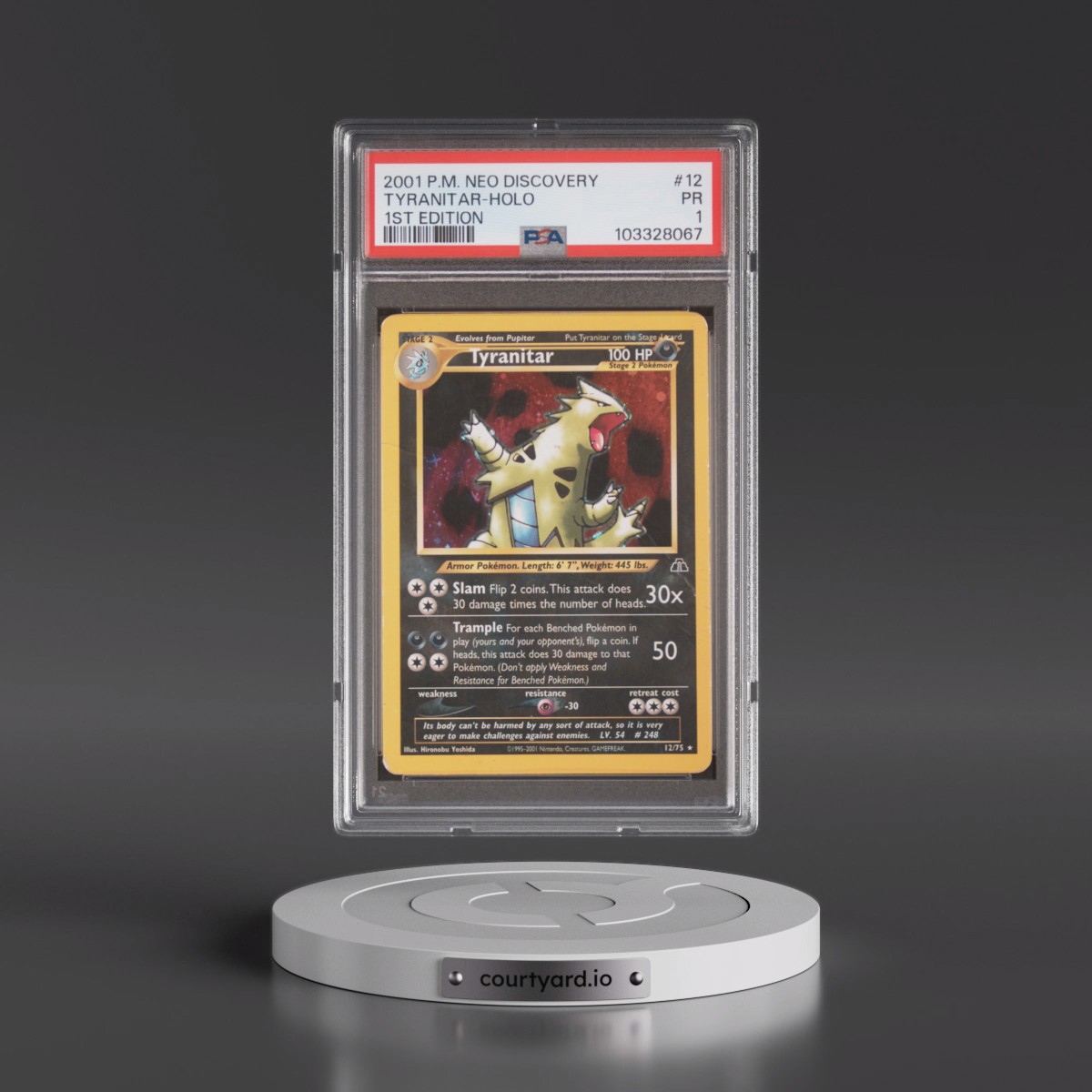 2001 Pokémon Neo Discovery #12 Tyranitar - 1st Edition Holo (PSA 1 PR)