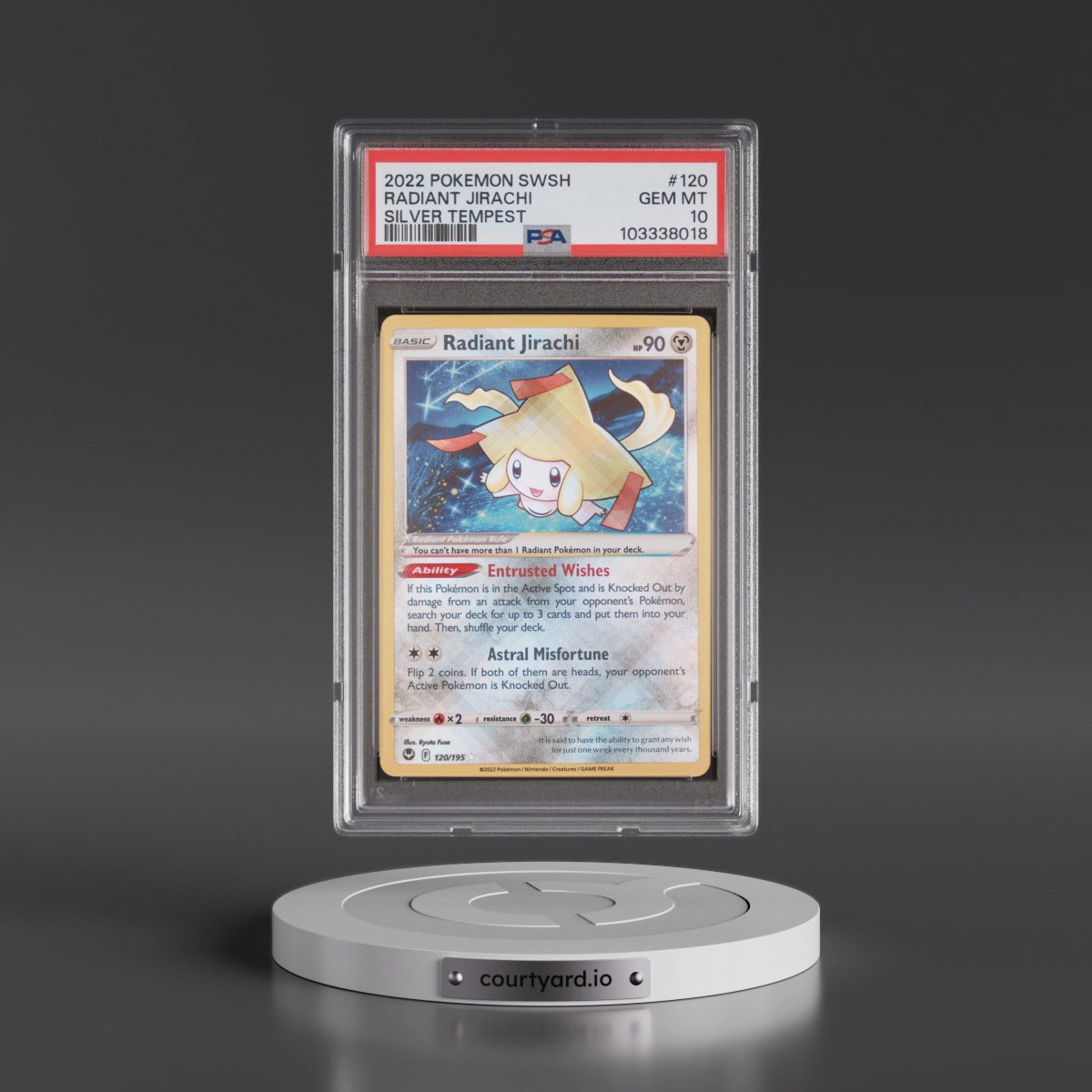 2022 Pokémon Sword & Shield Silver Tempest #120 Radiant Jirachi - Holo (PSA 10 GEM MINT)