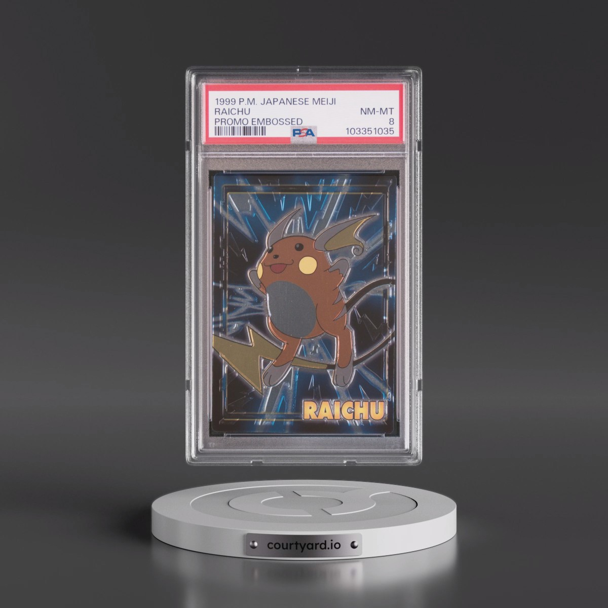 1999 Pokémon Meiji Promo Raichu - Embossed (PSA 8 NM-MT)