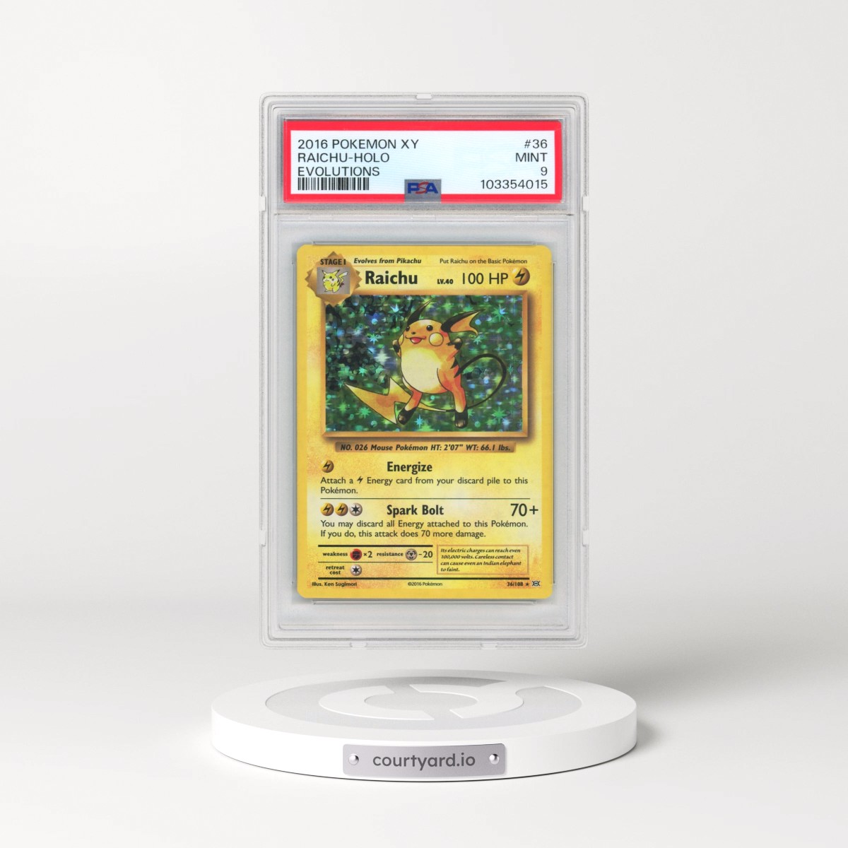 2016 Pokémon XY Evolutions #36 Raichu - Holo (PSA 9 MINT)
