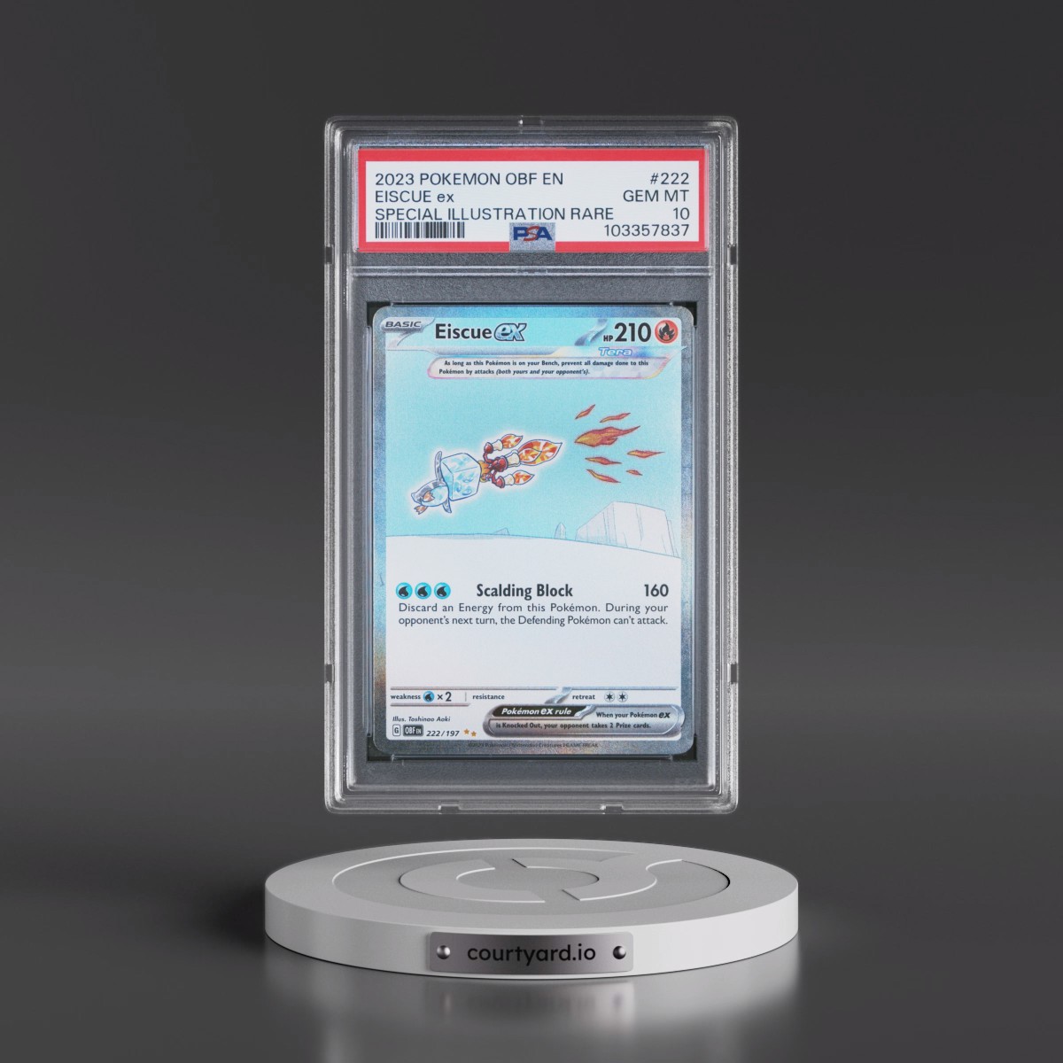 2023 Pokémon Obf EN-Obsidian Flames #222 Eiscue EX - Holo Special Illustration Rare (PSA 10 GEM MINT)