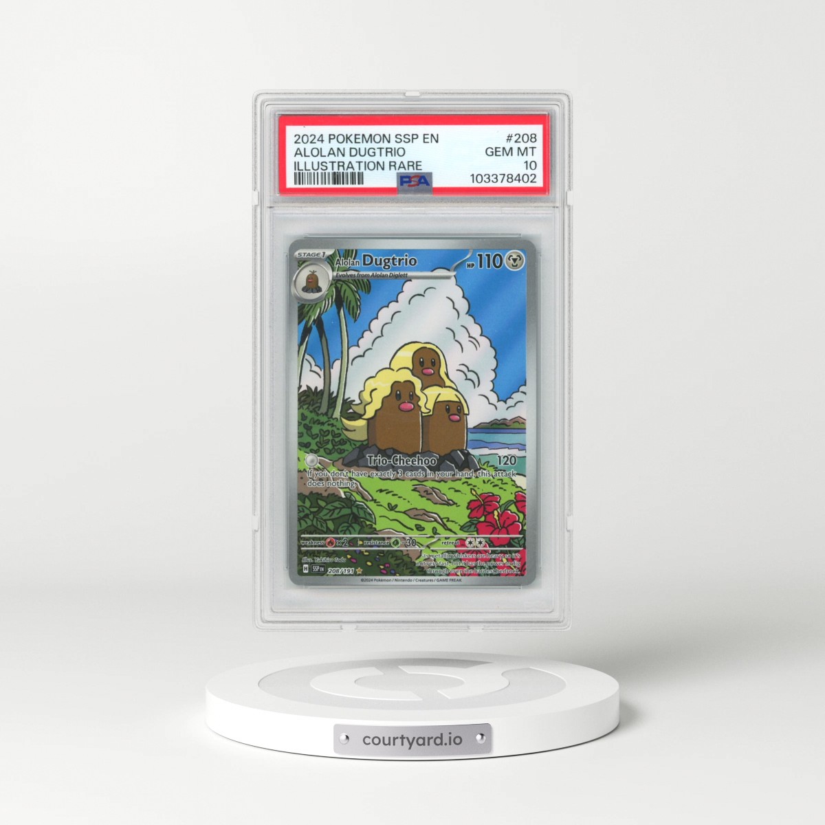 2024 Pokémon Ssp EN-Surging Sparks #208 Alolan Dugtrio - Illustration Rare (PSA 10 GEM MINT)