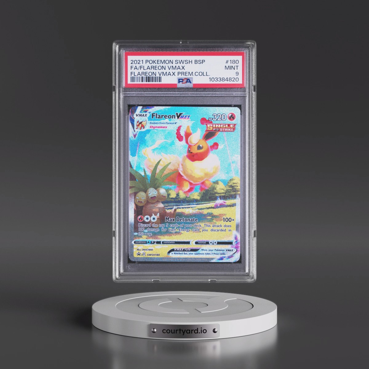 2021 Pokémon Swsh Black Star Promo #180 Flareon Vmax - Full Art Flareon Vmax Premium Collection (PSA 9 MINT)