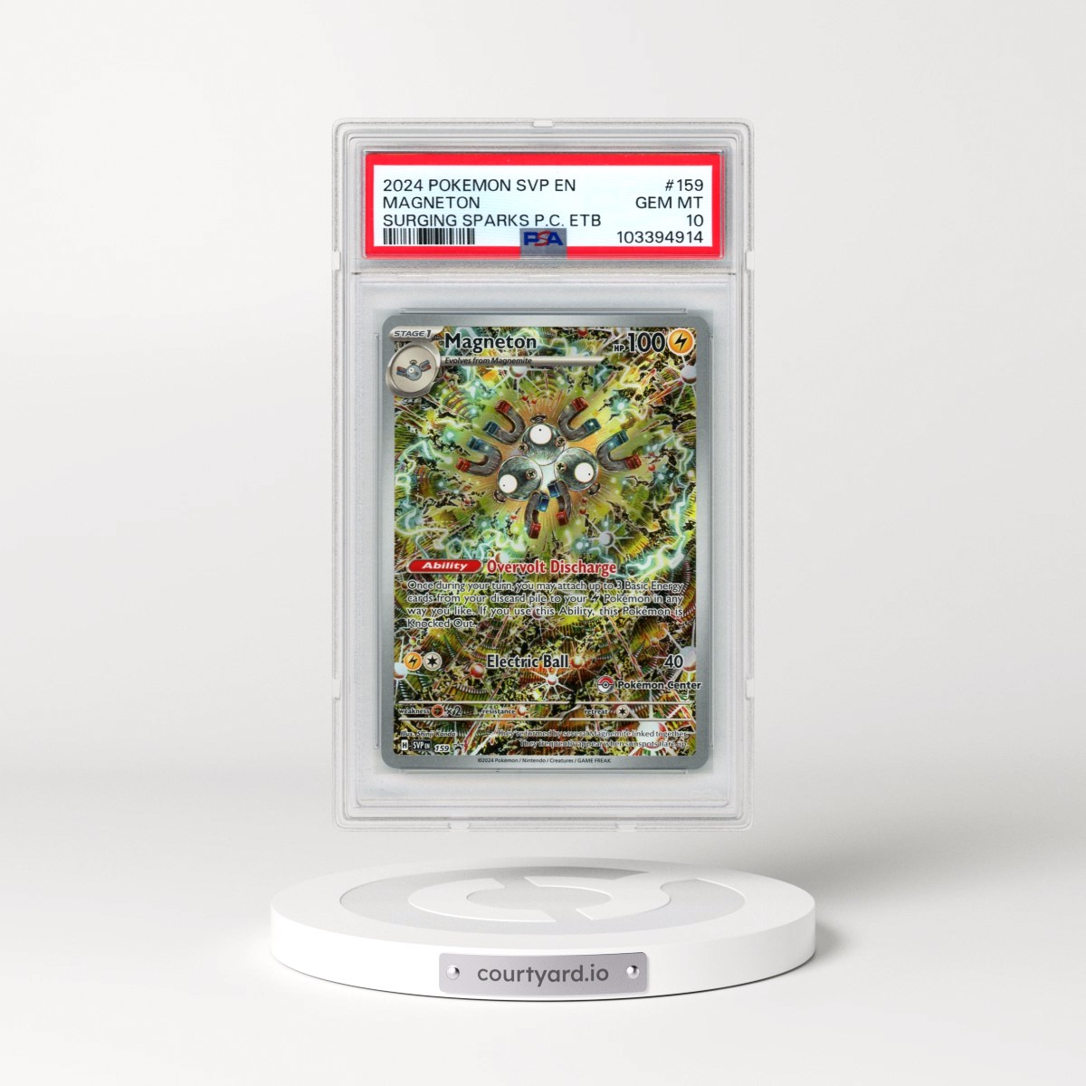 2024 Pokémon Svp EN-SV Black Star Promo #159 Magneton - Surging Sparks Pokemon Center Elite Trainer Box (PSA 10 GEM MINT)