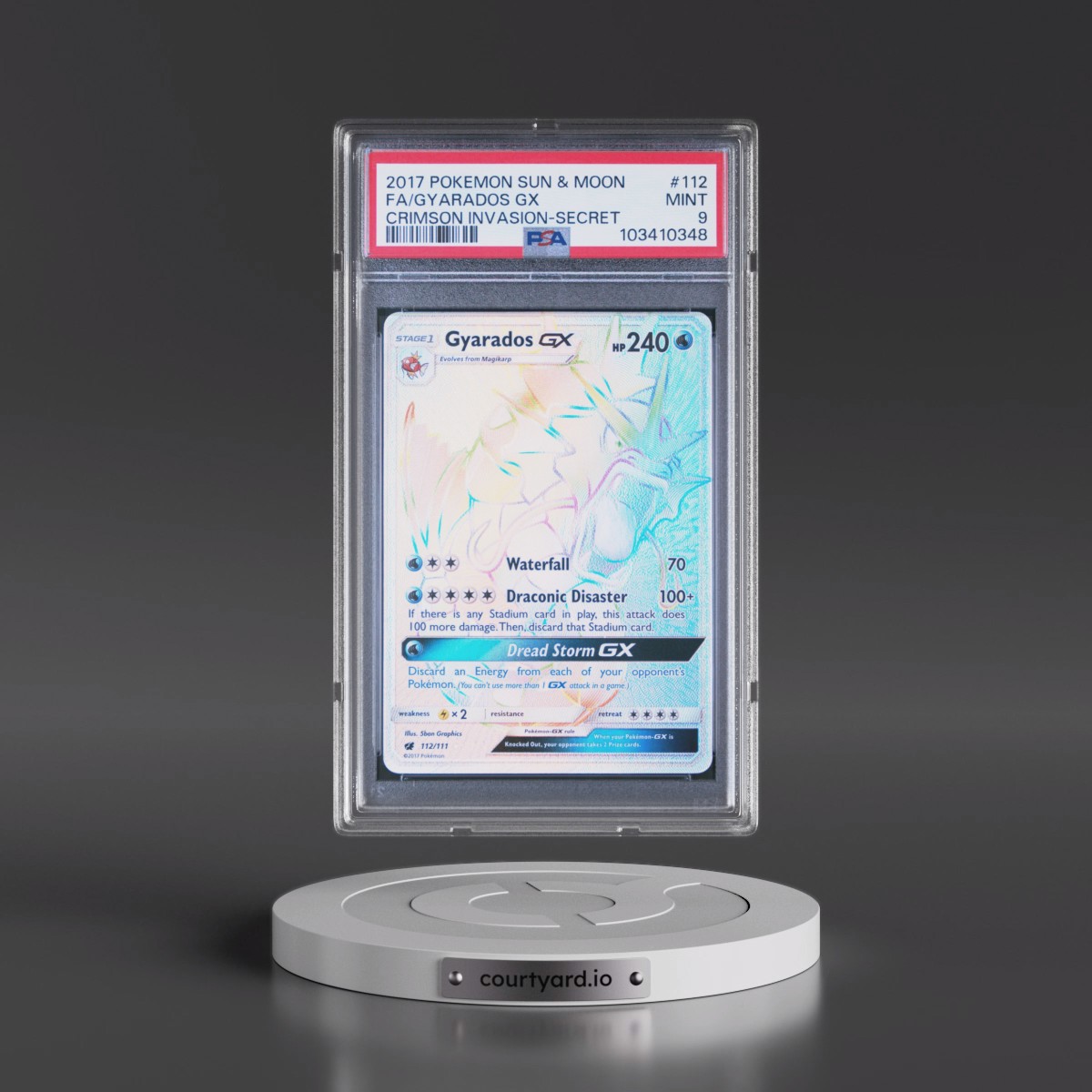 2017 Pokémon Sun & Moon Crimson Invasion #112 Gyarados GX - Holo Full Art Secret (PSA 9 MINT)